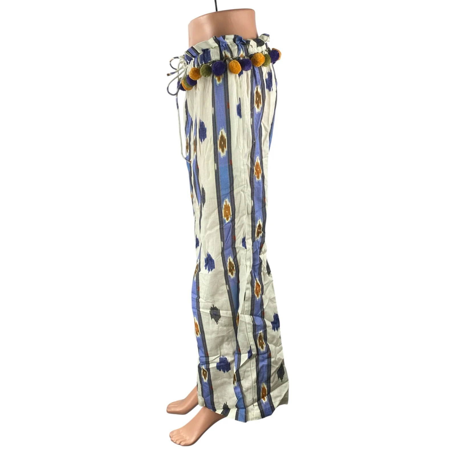 Anthropologie x Ollari Pom Pom Women's Boho Palazzo Wide Leg Trousers Pants Sz S - Image 3