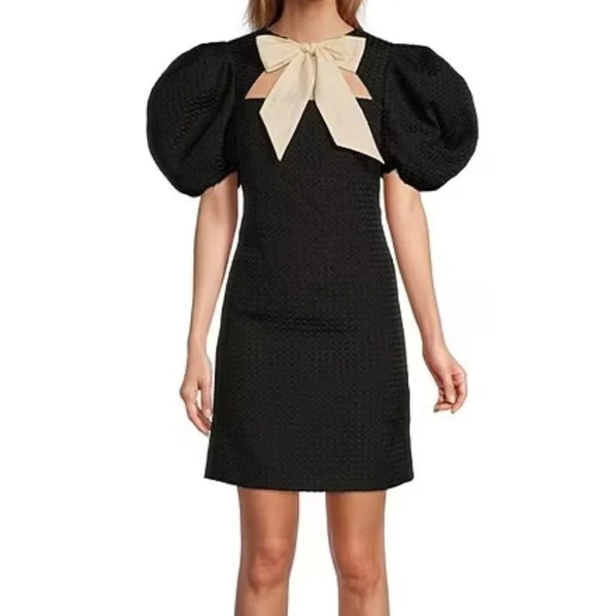 Antonio Melani x Courtney Grow Savile Short Puff Sleeve Bow Tie Shift Dress 0 - Image 3