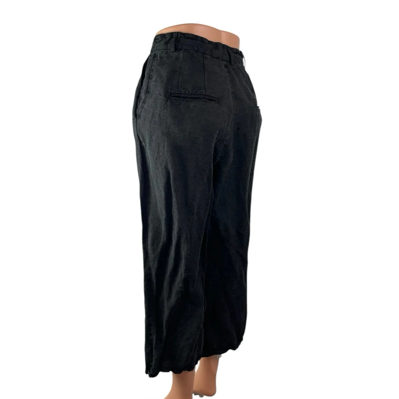 Apiece Apart Women's Black Pleated High Rise Wide Leg Crop Denim Jeans Size S - Image 2