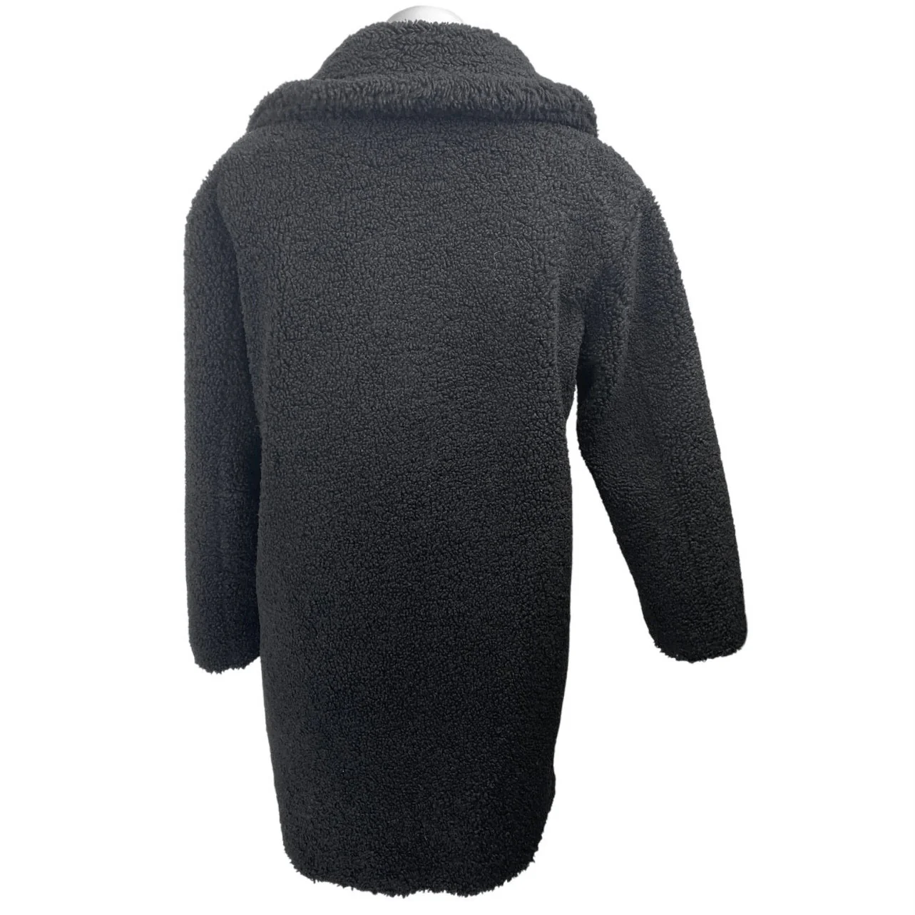 Apparis Women's Black Sherpa Fleece Double Breasted Teddy Trench Coat Jacket XS - Image 2