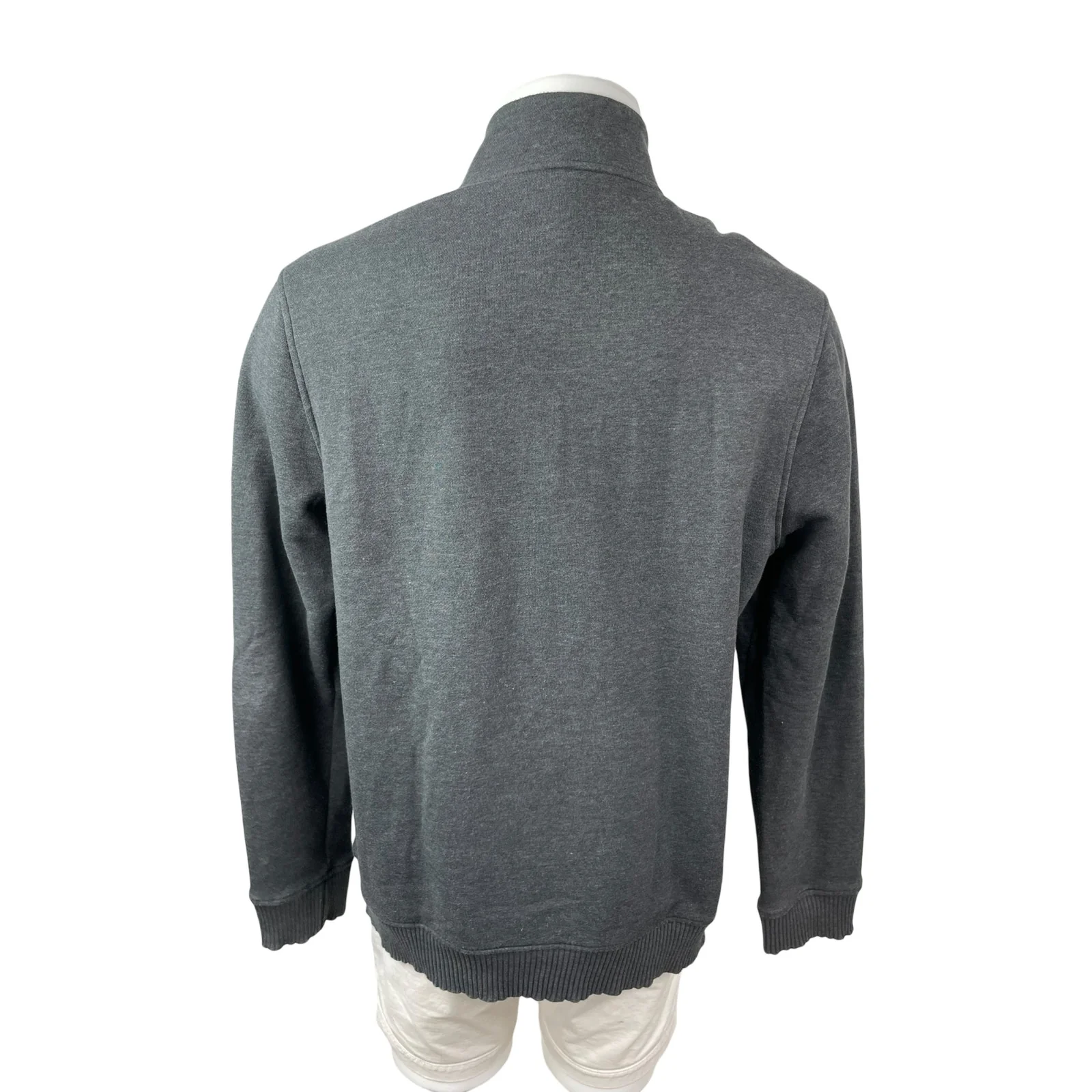 APT.9 Men's Dark Gray Fleece Long Sleeve Full Zip Stand Collar Sweater Top Sz L - Image 4
