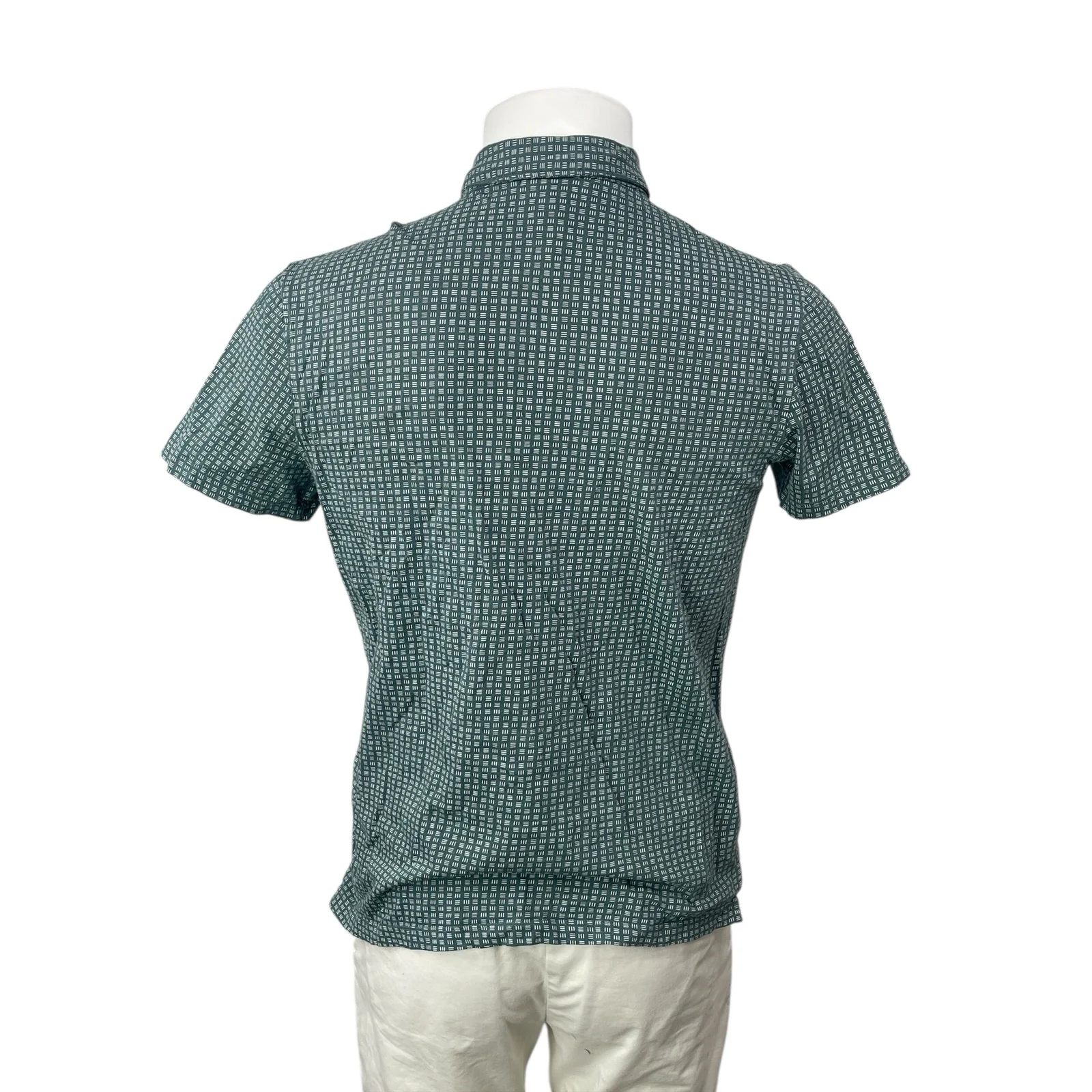 Apt. 9 Men's Green Printed Collared Button Short Sleeve Gold Polo Shirt Top Sz M - Image 2