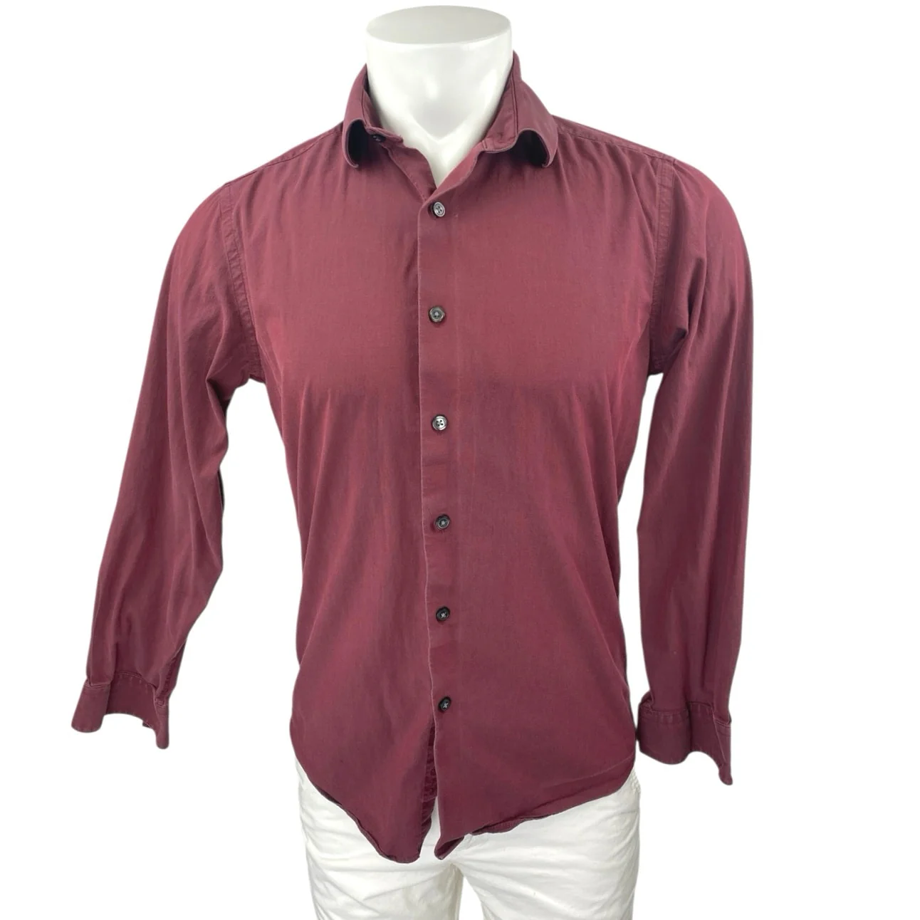 APT. 9 Men's Red Maroon Slim Fit Collared Long Sleeve Button Down Shirt Top Sz S
