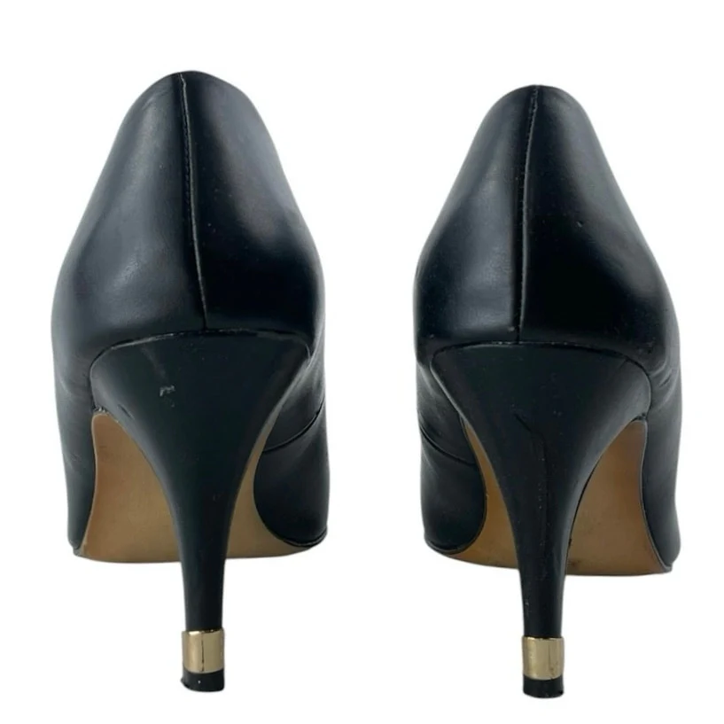 Apt. 9 Rubi Womens Black Pointed Toe Gold Metal Cap Stiletto Heels Pumps Shoes 9 - Image 3
