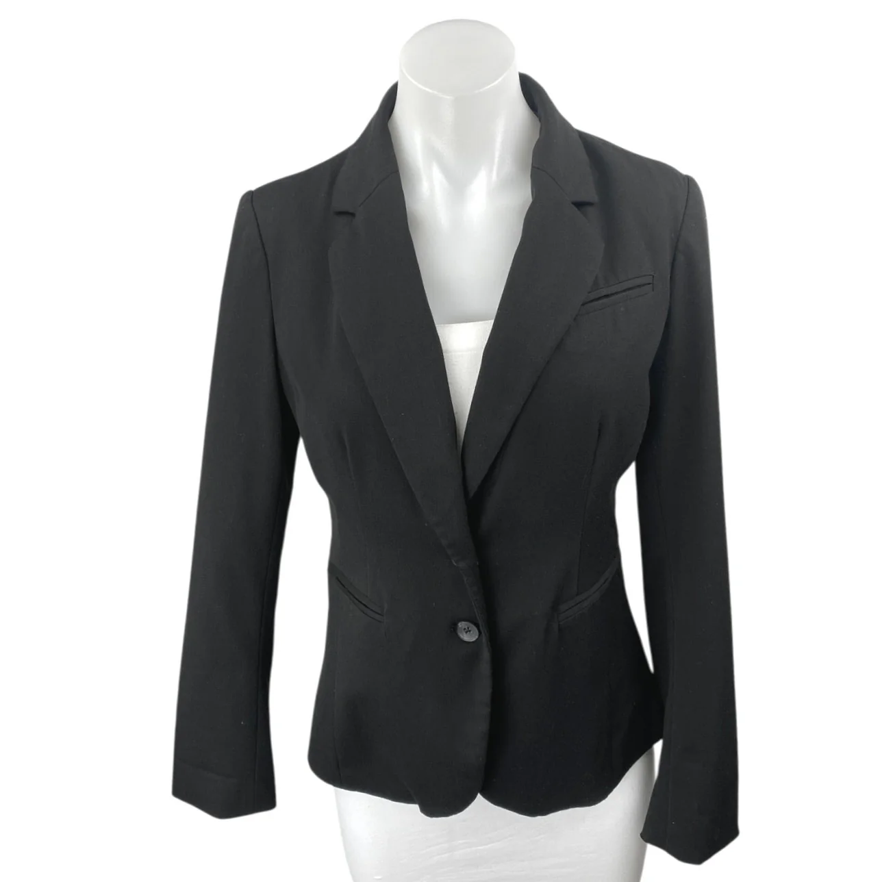 APT.9 Women's Black Long Sleeve One Button Notch Blazer Coat Suit Jacket Size 4