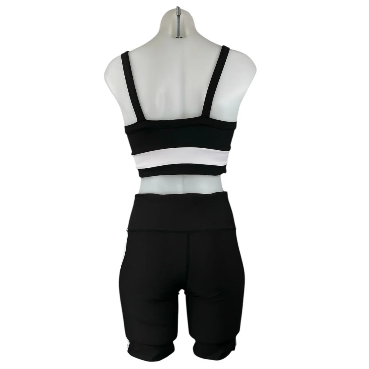 Aqua Athletic Black Activewear Yoga Sports Bra Tank Top & Biker Shorts Sets Sz S - Image 3