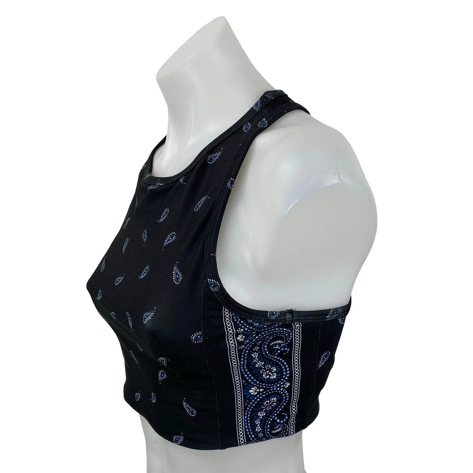 Aqua Athletic Women's Black Paisley Yoga Athletic Activewear Crop Tank Top Sz XS - Image 2