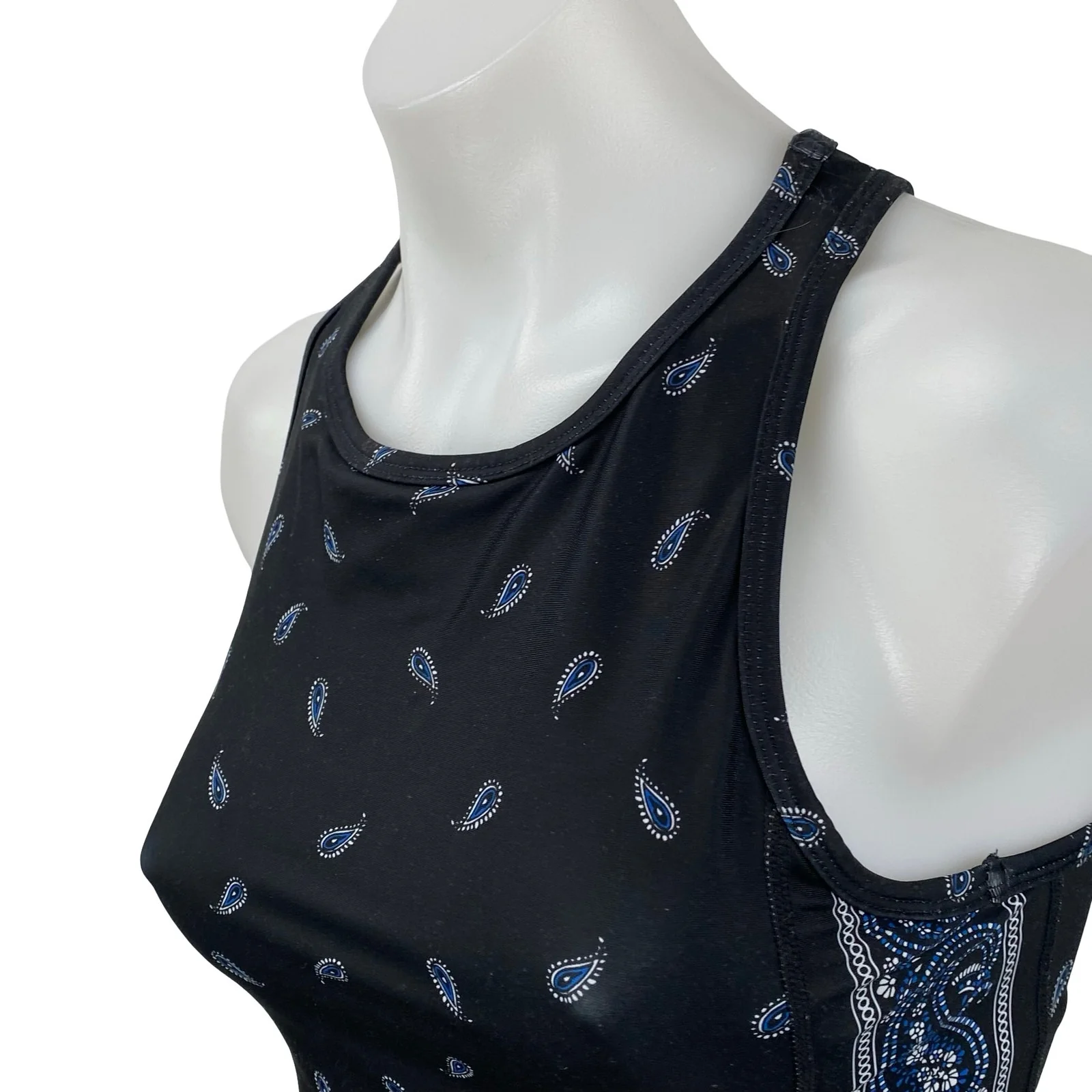 Aqua Athletic Women's Black Paisley Yoga Athletic Activewear Crop Tank Top Sz XS - Image 3