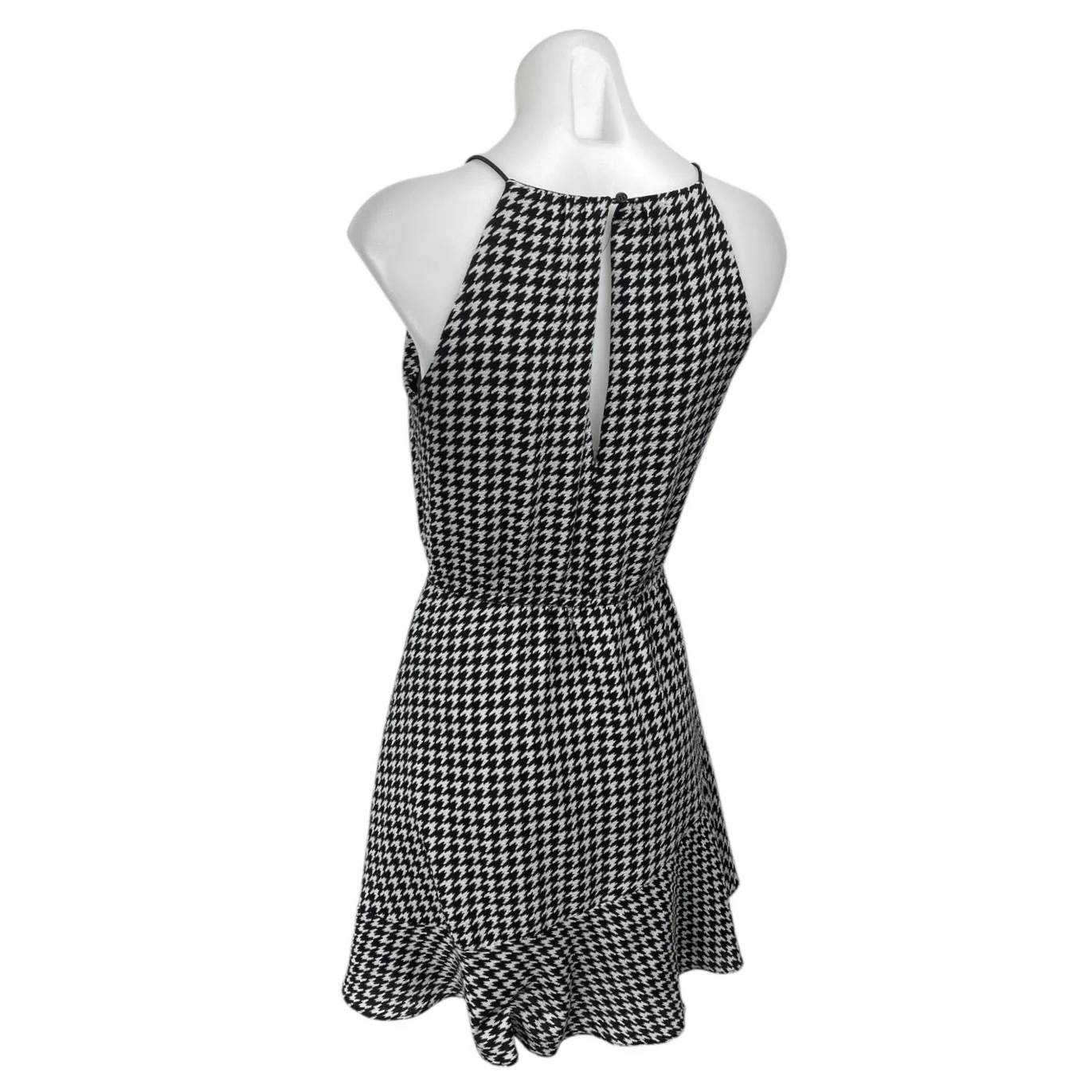 Aqua Black Houndstooth Sleeveless Cami Camisole Tank Fit & Flare Mini Dress Sz S - Image 2