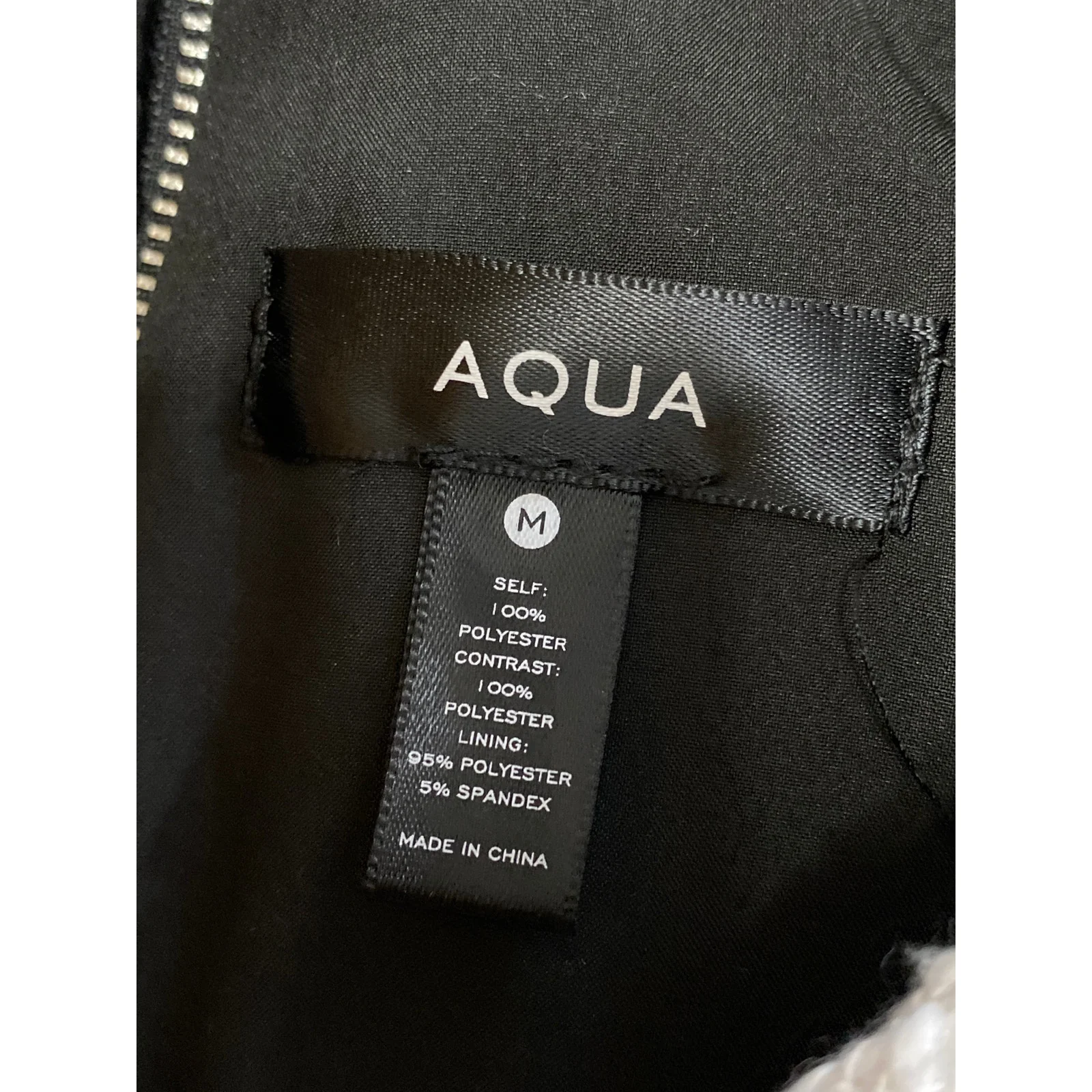 Aqua Black White Tweed Short Sleeve Crew Neck Zip T Shirt Mini Shift Dress Sz M - Image 3