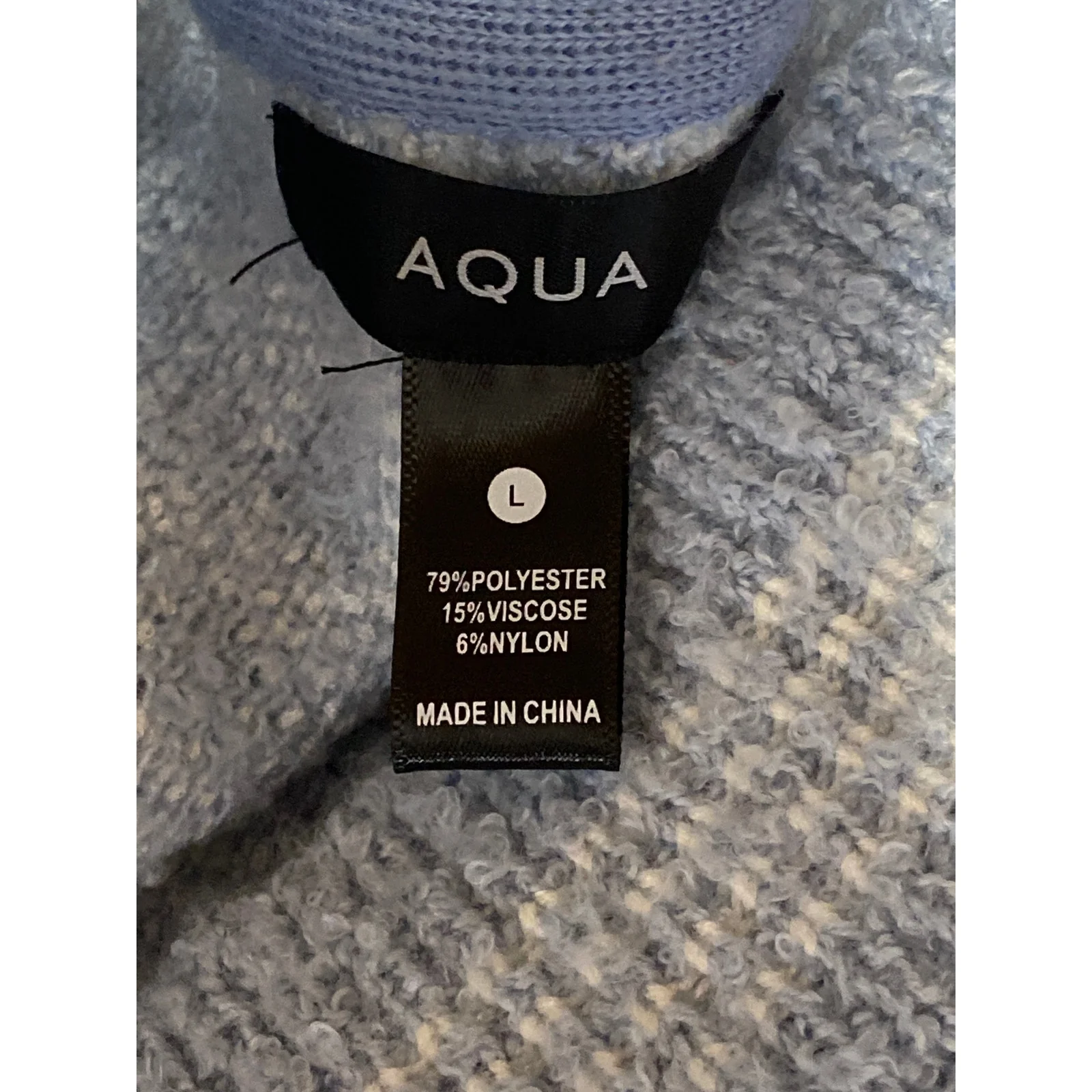 Aqua Blue White Checkered Plaid V Neck Long Sleeve Crop Cardigan Sweater Top L - Image 5