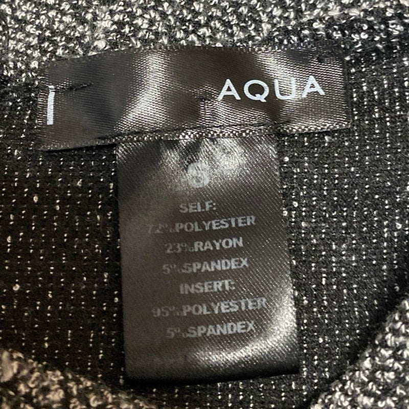 Aqua Gray Tweed Faux Leather Hem Short Sleeve Mini A-Line Fit & Flare Dress Sz S - Image 3