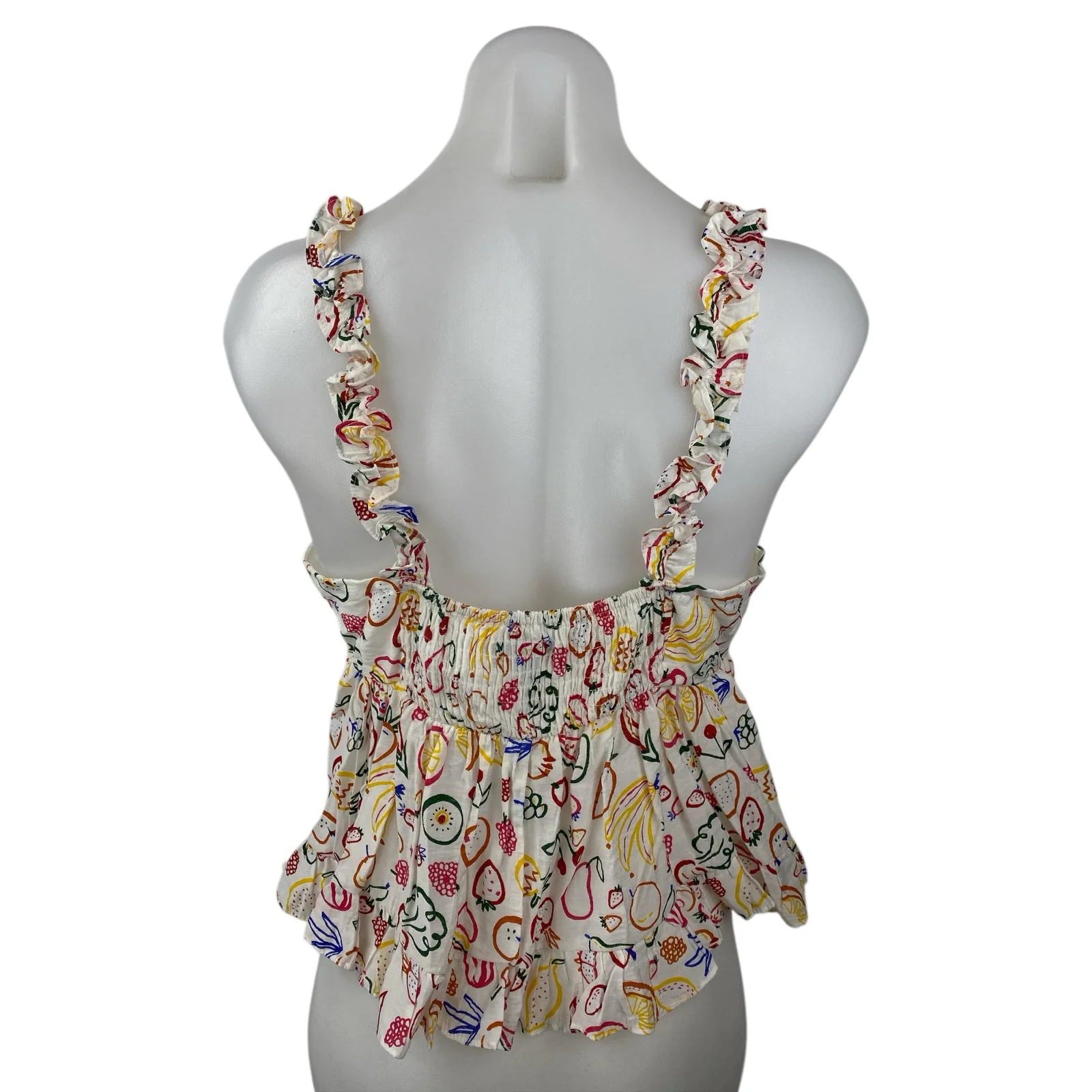 Aqua Multicolor Floral Ruffle Sleeveless Sweetheart Babydoll Tank Top Size M - Image 2