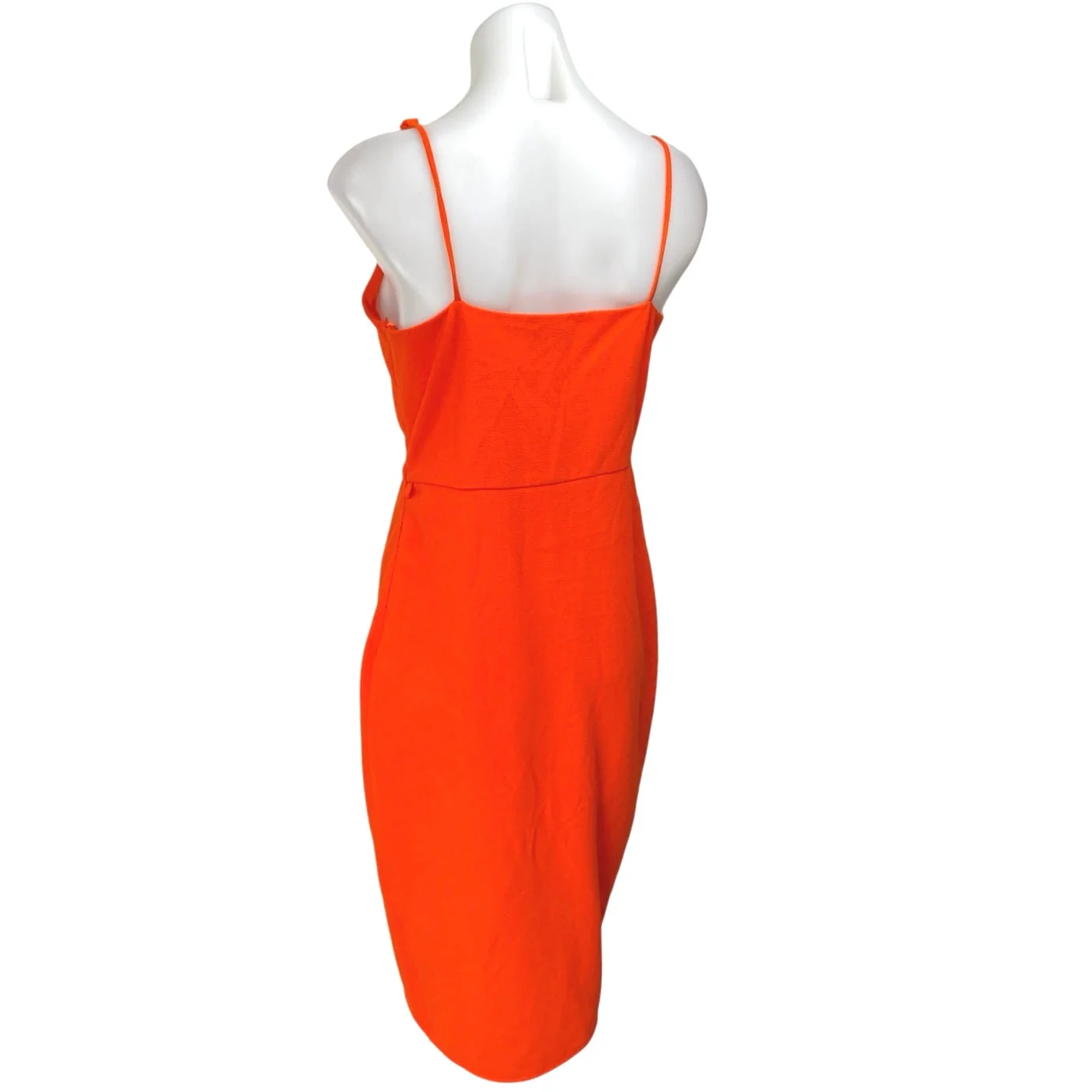 Aqua Orange Sleeveless Pleated Split Faux Wrap Cami Mini Sheath Dress Size M - Image 2