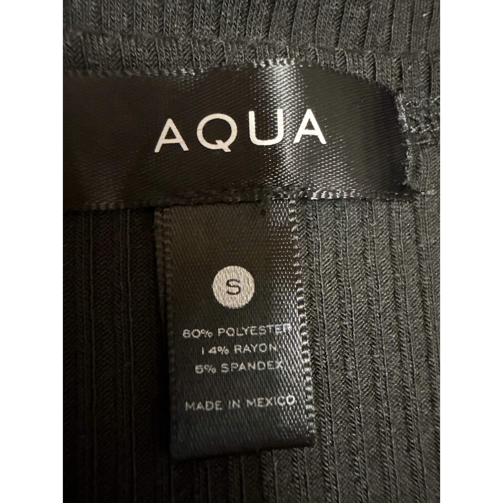 Aqua Women's Black Rib Knit Sleeveless Square Neck Cami Camisole Crop Tank Top S - Image 3