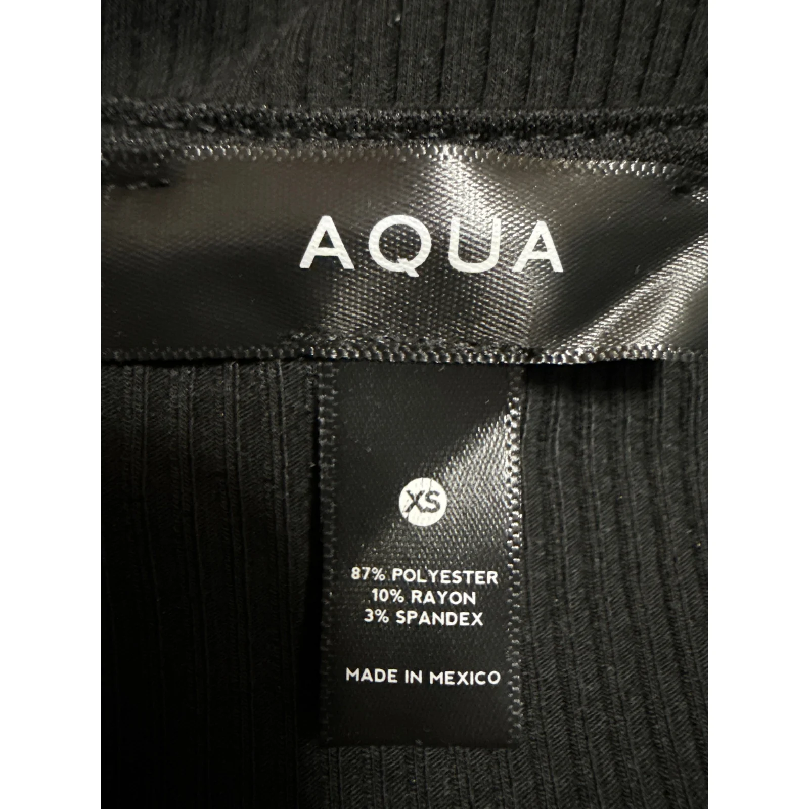 Aqua Women's Black Rib Knit Tie Waist L:ong Sleeve Midi Bodycon Sweater Dress XS - Image 4