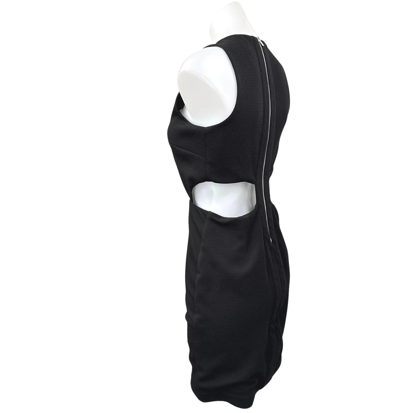 Aqua Women's Black Sleeveless Cutouts Zipper Mini Pencil Sheath Dress Size M - Image 3