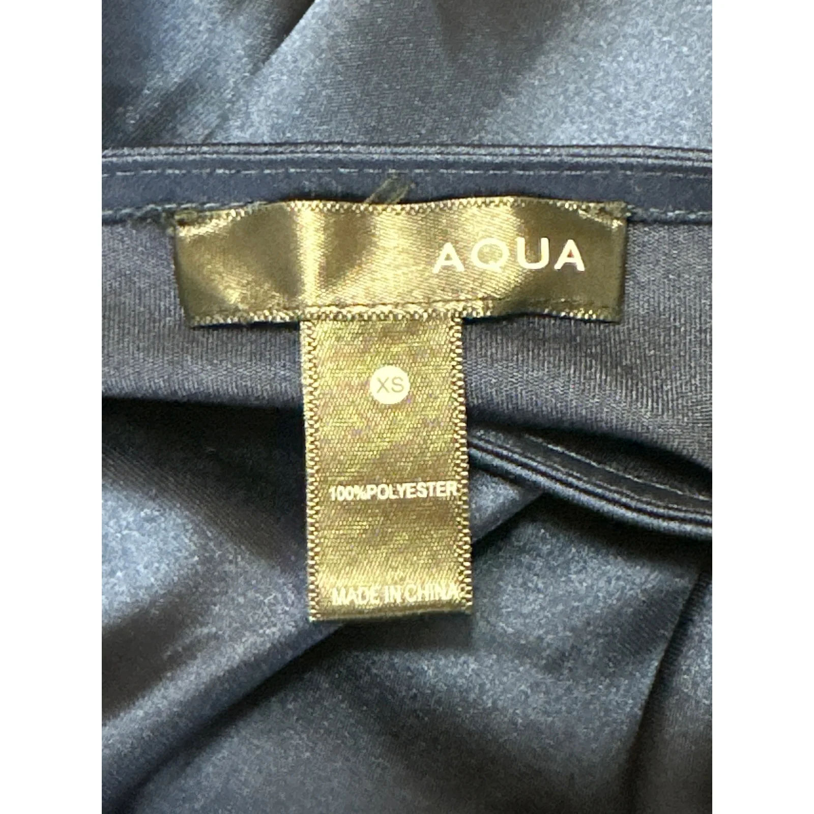 Aqua Women's Blue Silky Satin Sleeveless Cami Camisole Ruched Tie Tank Top Sz XS - Image 3