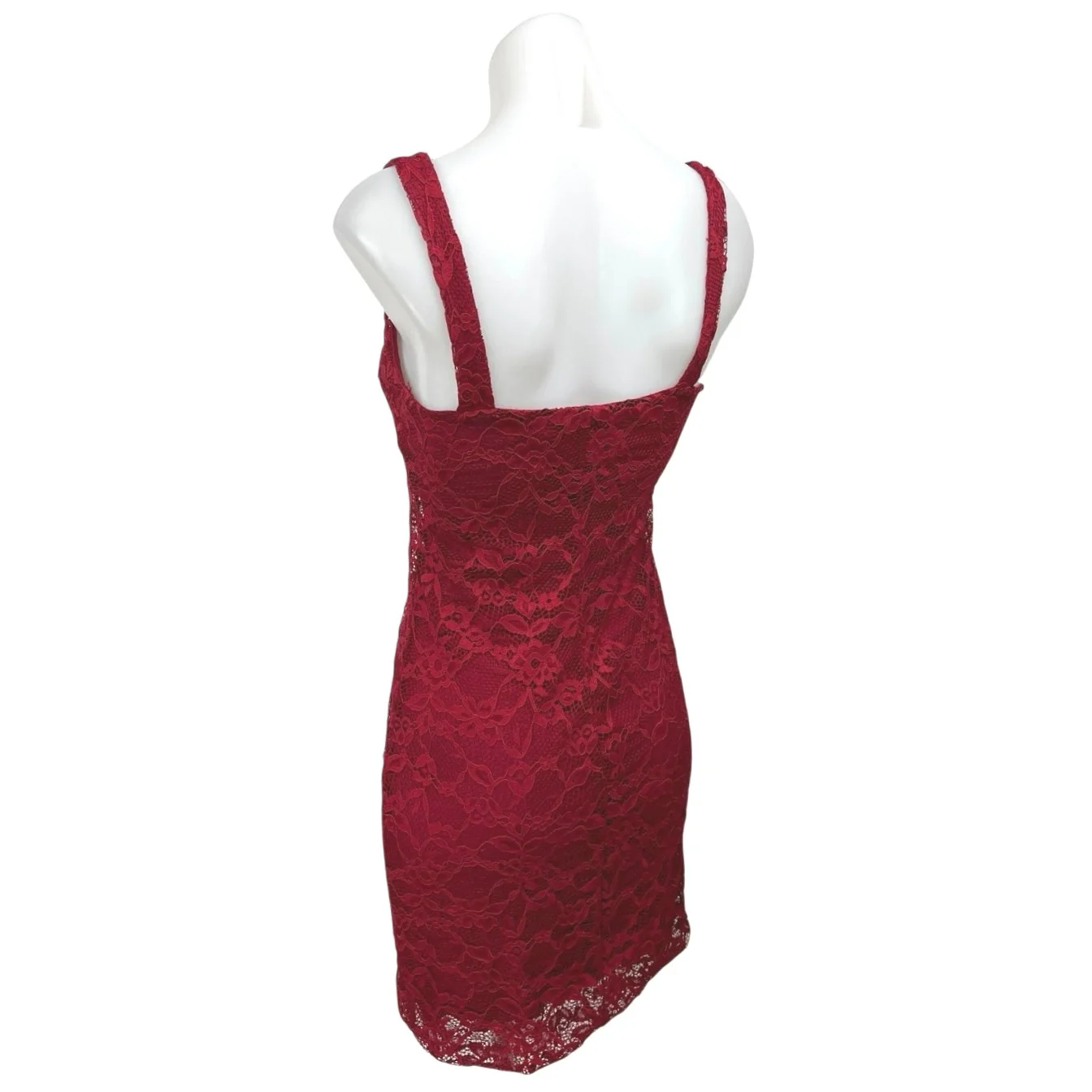 Aqua Women's Red Floral Lace V-Neck Sleeveless Camisole Mini Sheath Dress Size S - Image 2
