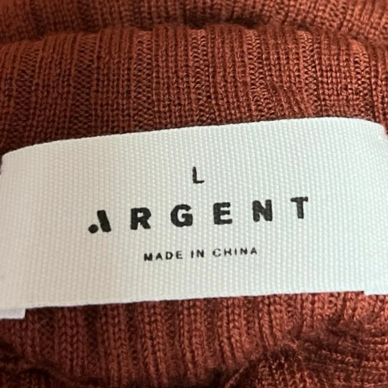 Argent Brown Maroon Merino Wool Ribbed Knit Turtleneck Pullover Sweater Top Sz L - Image 4