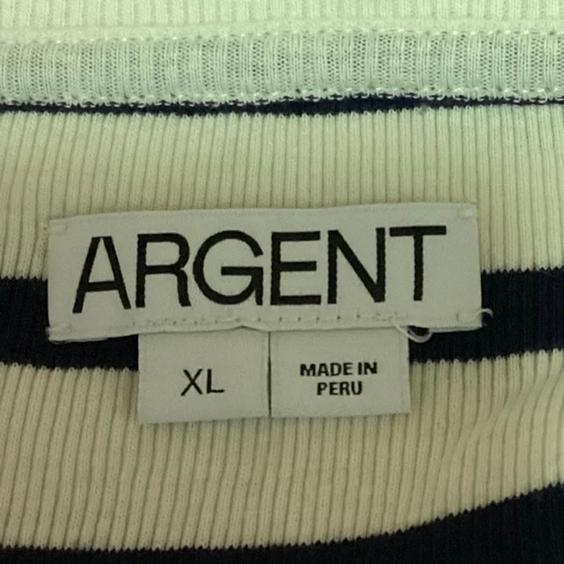 Argent Ivory Navy Blue Knit Striped Pullover Long Sleeve T Shirt Tee Top Size XL - Image 4