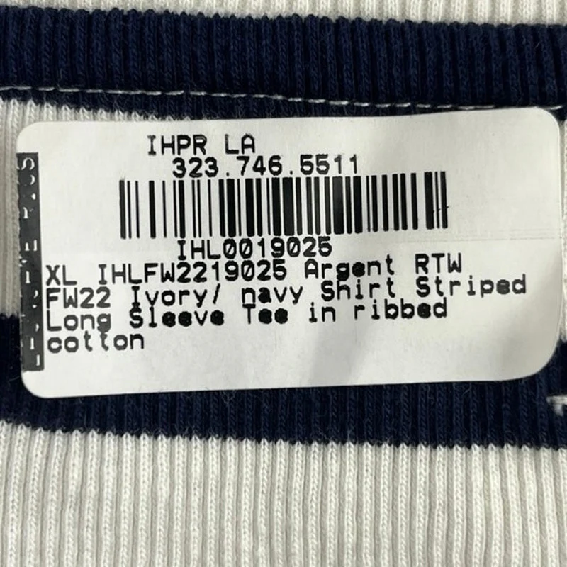 Argent Ivory Navy Blue Knit Striped Pullover Long Sleeve T Shirt Tee Top Size XL - Image 5