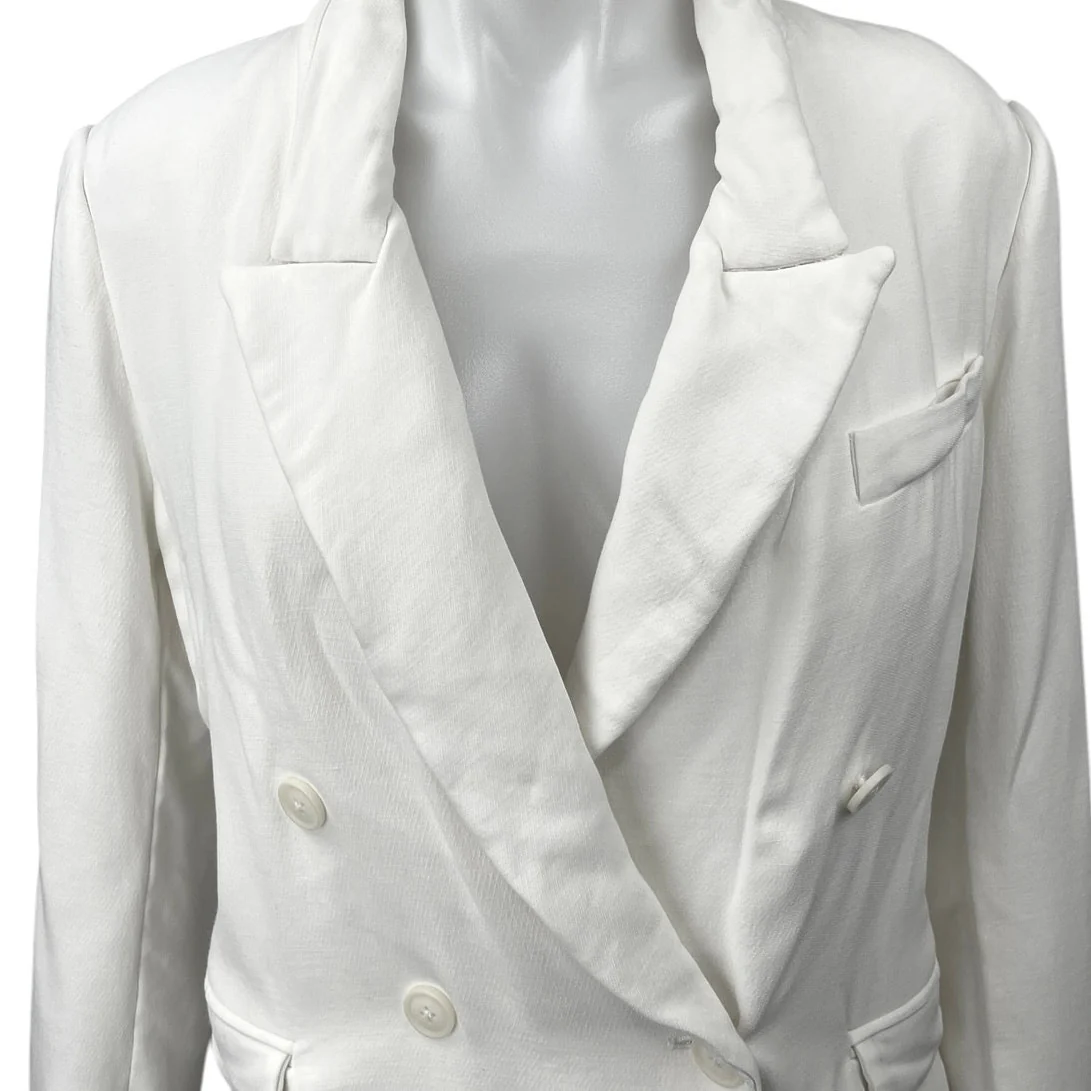 Argent Women's White Double Breasted Peak Lapel Blazer Coat Suit Jacket Size 12 - Image 3