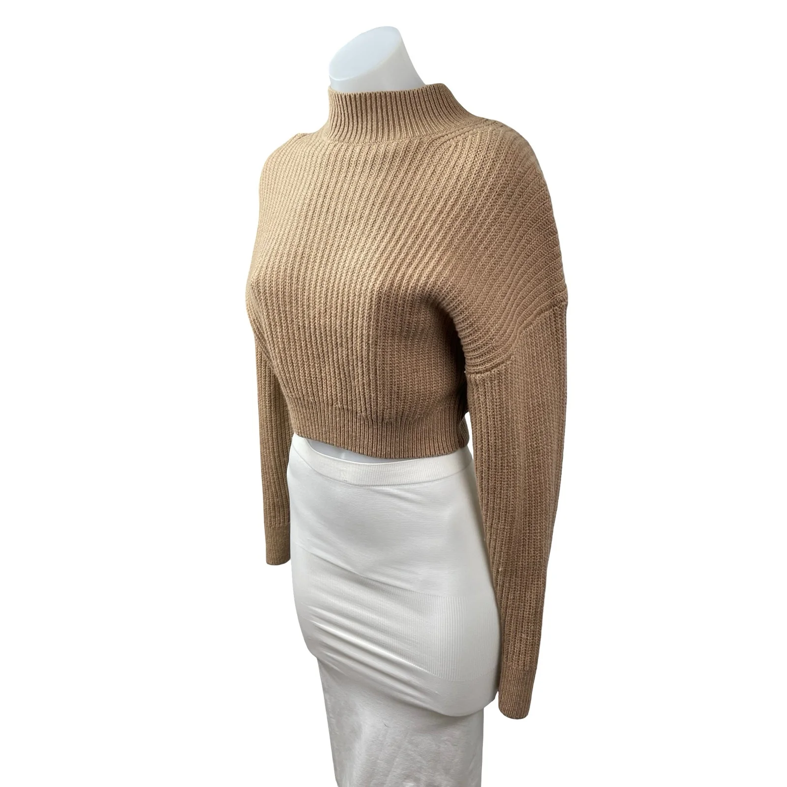 Aritzia Babaton 100% Wool Guell Women's Brown Ribbed Sweatshirt Sweater Top Sz S - Image 2
