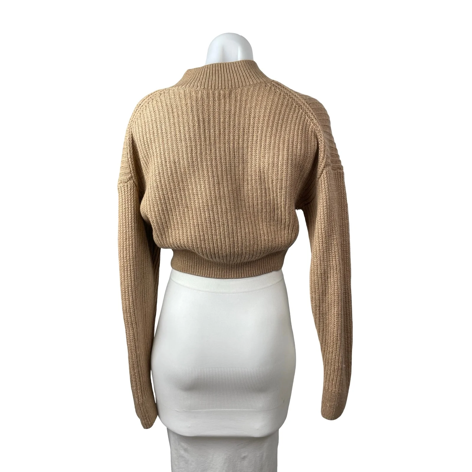 Aritzia Babaton 100% Wool Guell Women's Brown Ribbed Sweatshirt Sweater Top Sz S - Image 4
