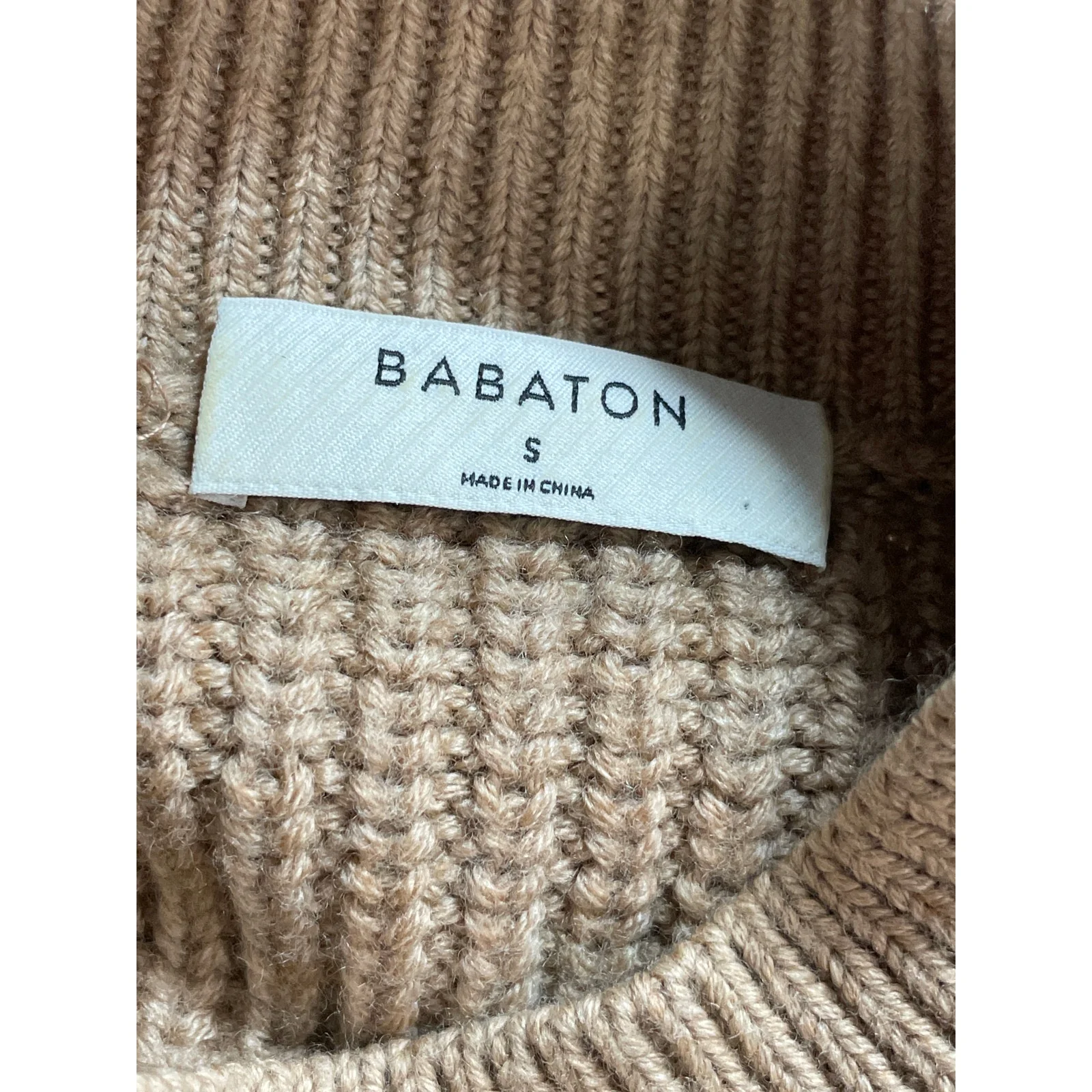 Aritzia Babaton 100% Wool Guell Women's Brown Ribbed Sweatshirt Sweater Top Sz S - Image 5