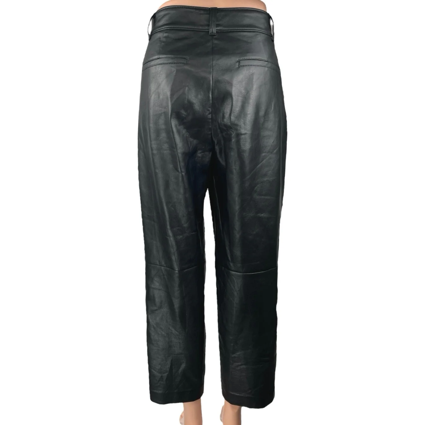 Aritzia Babaton Black Faux Vegan Leather Straight High Rise Trousers Pants Sz 8 - Image 3