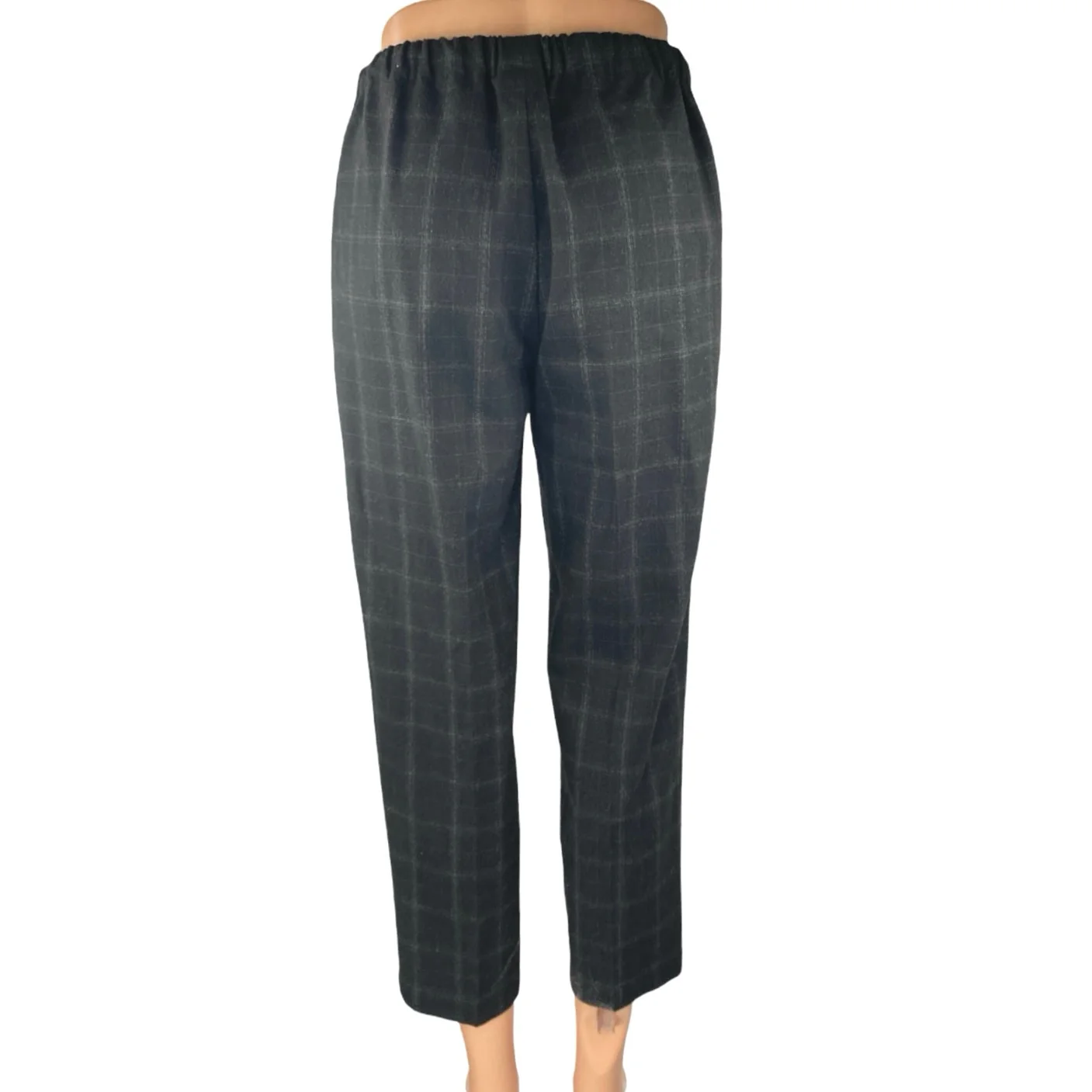 Aritzia Babaton Black Plaid Drawstring Straight High Rise Trousers Pants Size XS - Image 3