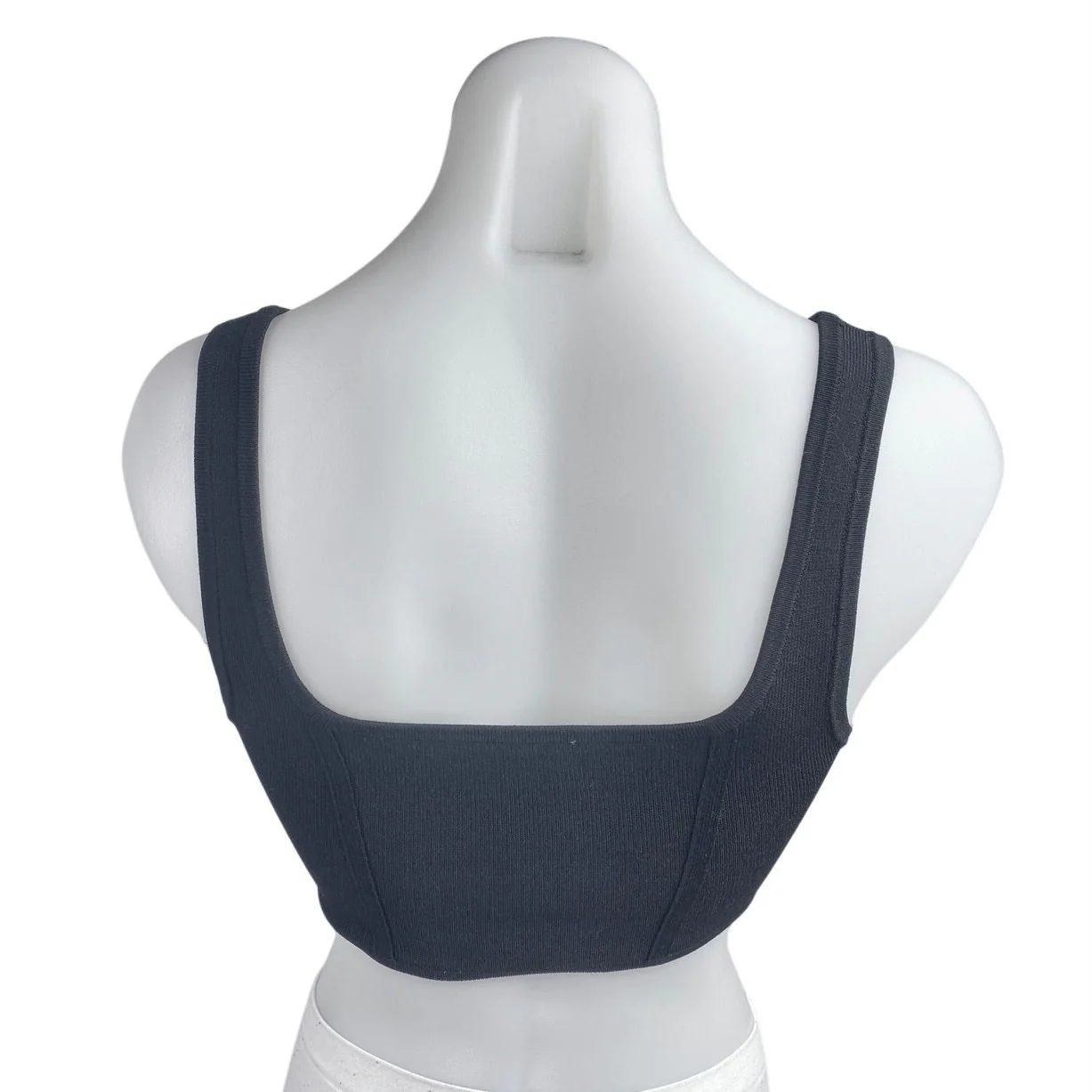 Aritzia Babaton Black Sleeveless Sculpt Rib Corset Bustier Tank Crop Top Size S - Image 2