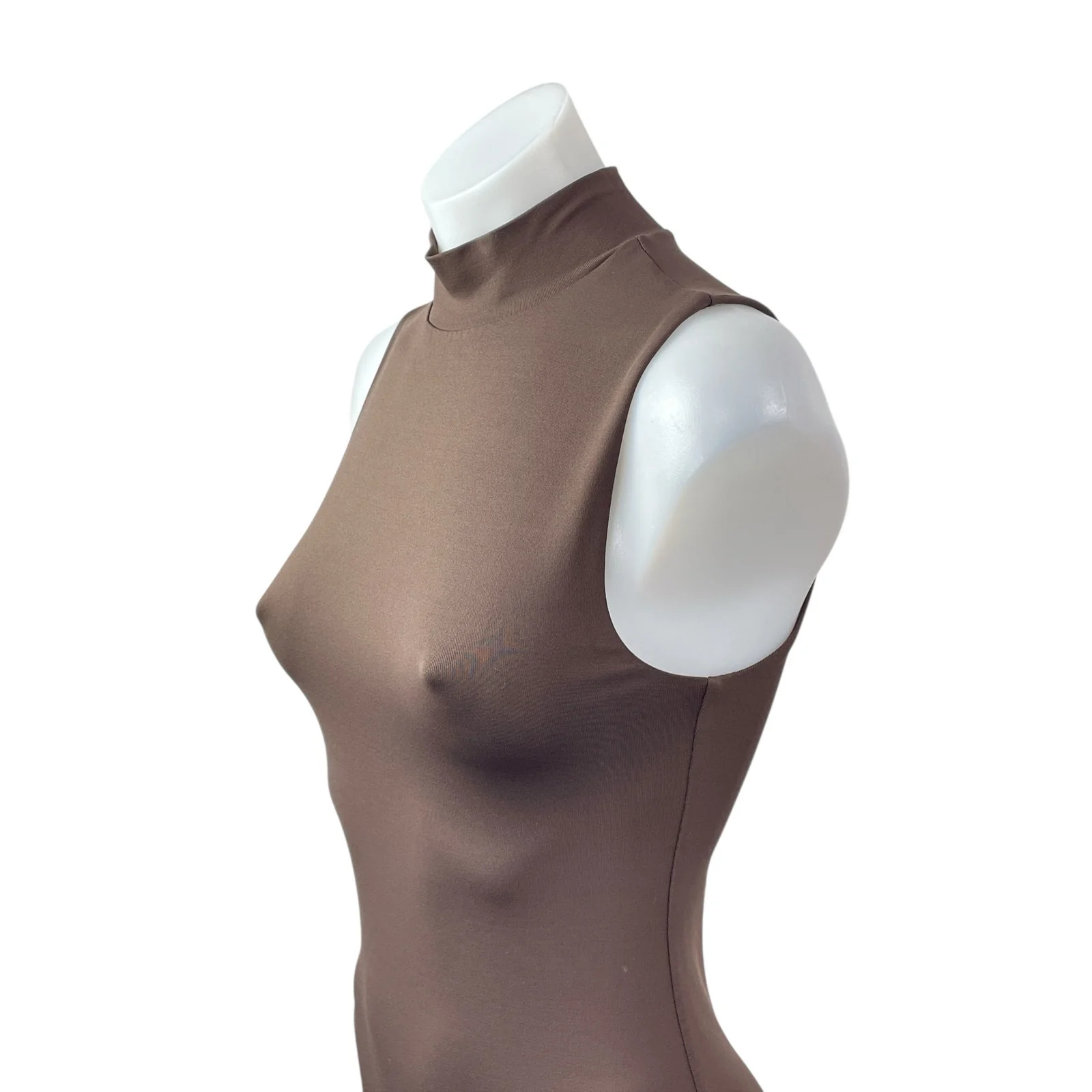 Aritzia Babaton Brown Sleeveless Mock Neck Sculpt Mini Bodycon Dress Size S - Image 2