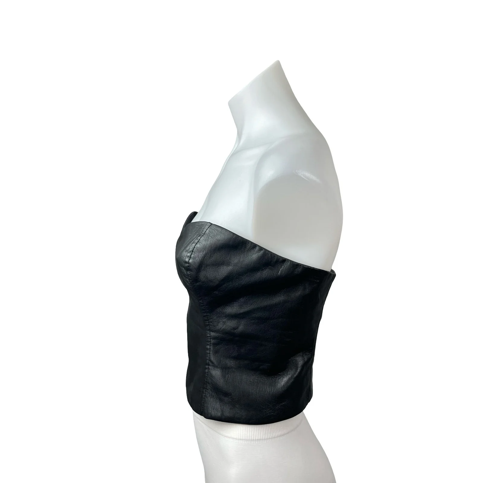 Aritzia Babaton Cindy Black Faux Vegan Leather Bustier Tube Crop Corset Top Sz 6 - Image 2
