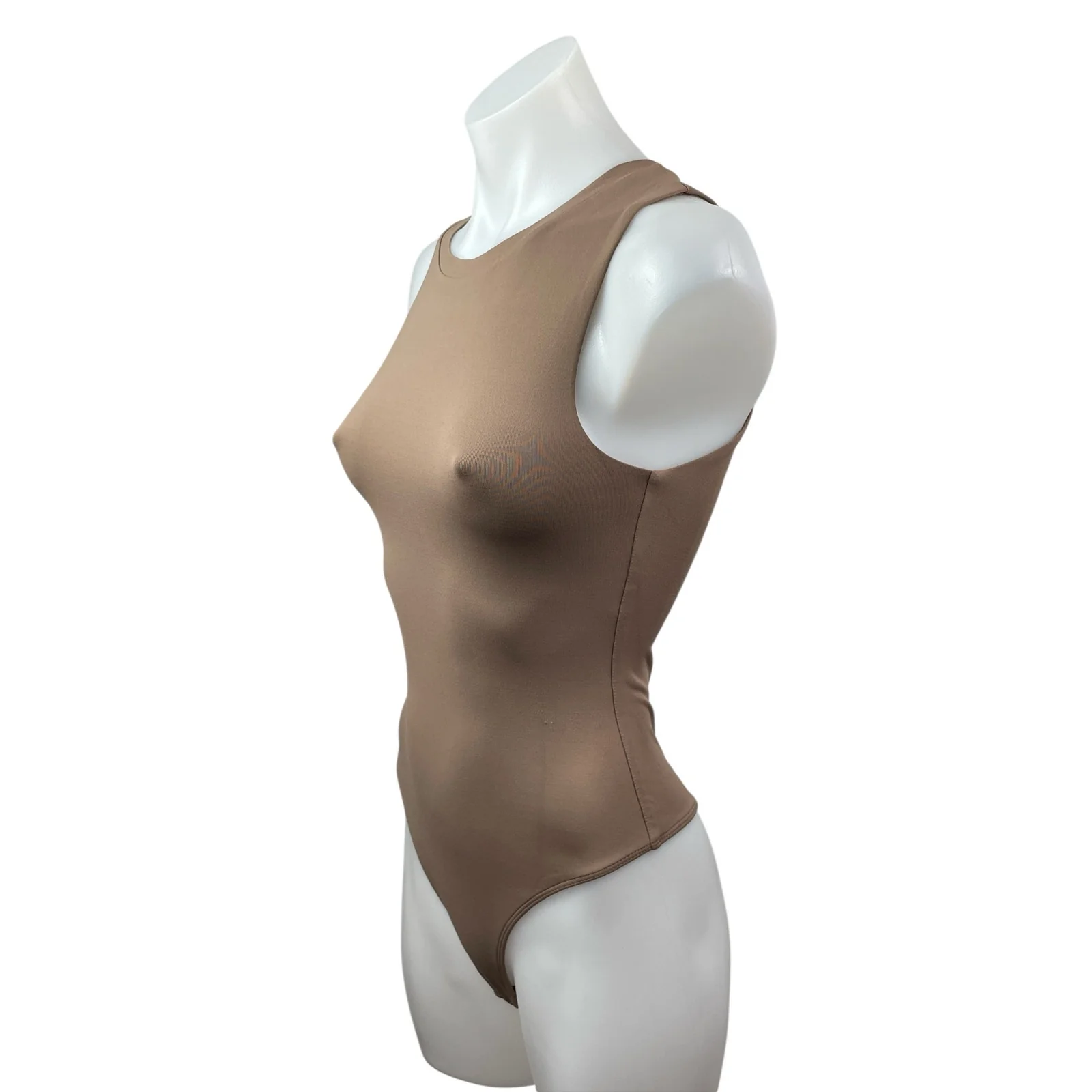 Aritzia Babaton Contour Crew Muscle Women's Beige Sleeveless Tank Bodysuit Top S - Image 3