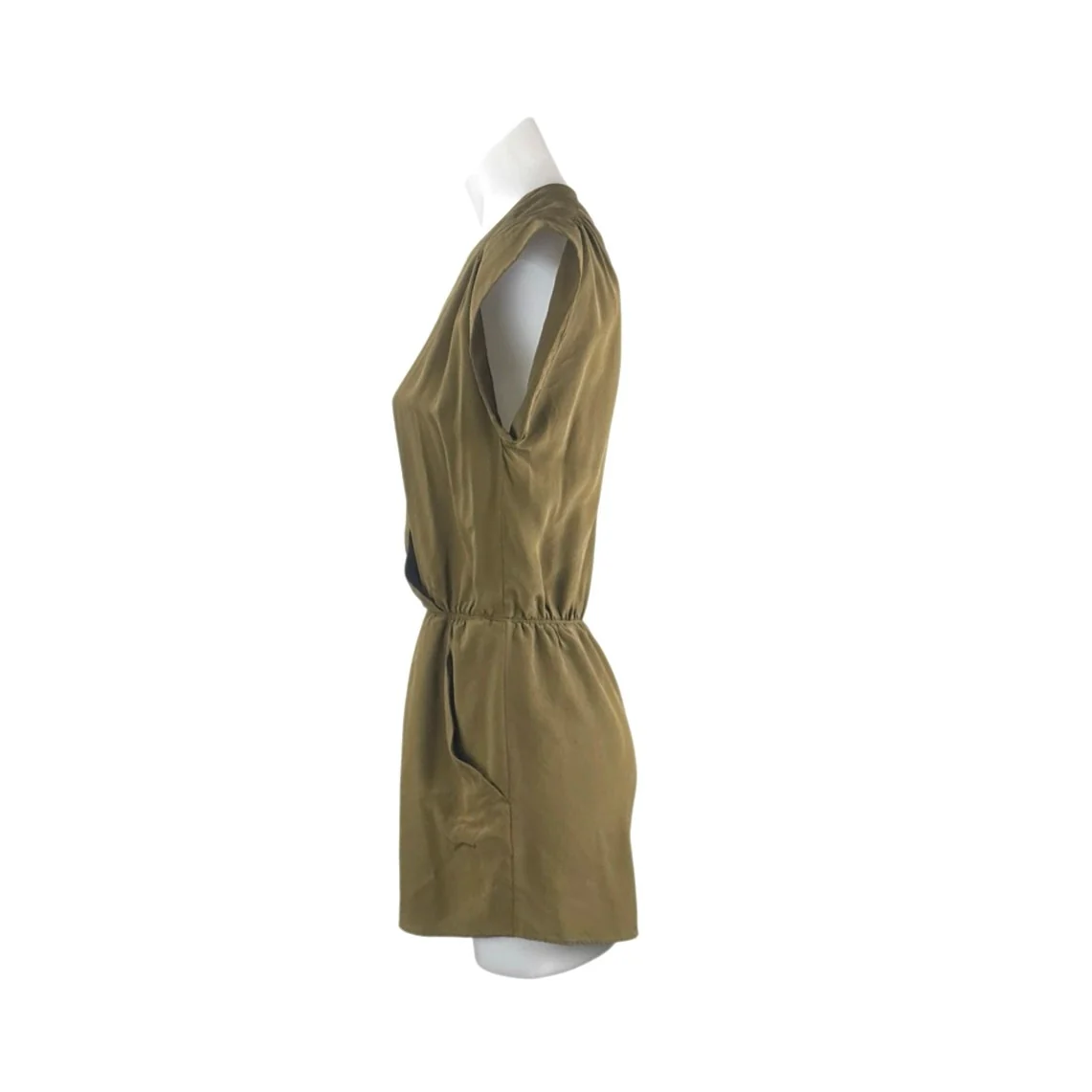 Aritzia Babaton Corbett 100% Silk Green V Neck Cap Sleeve Wrap Romper Jumpsuit S - Image 2