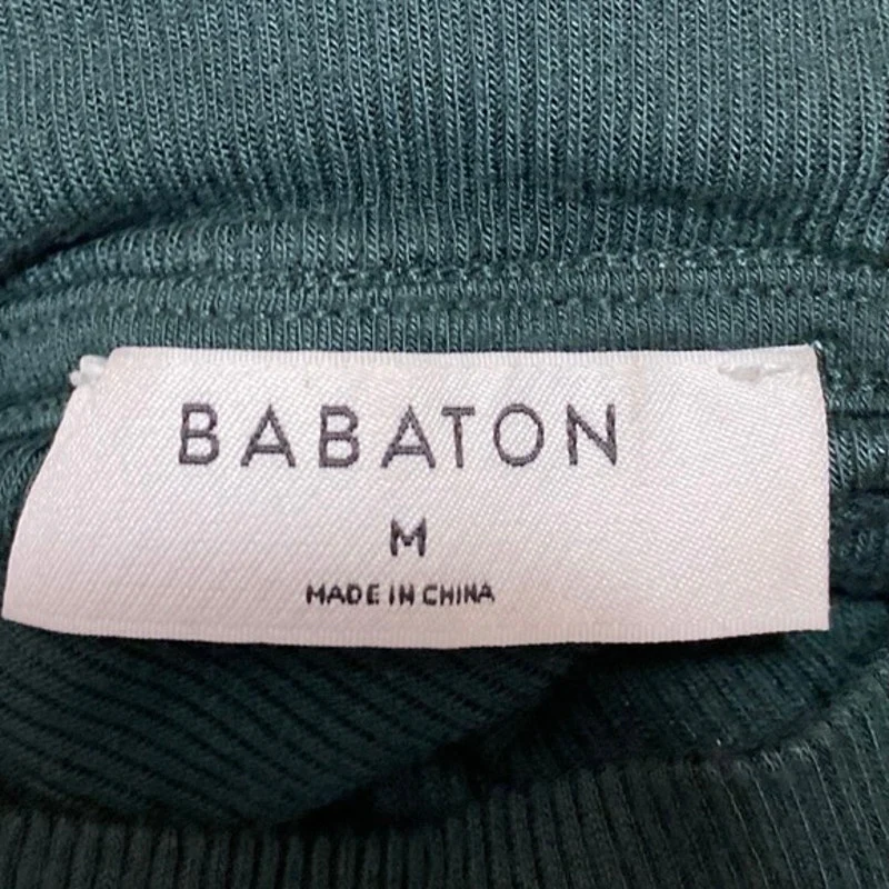 Aritzia Babaton Green Short Sleeve Ribbed Knit Mock Neck Sweater Crop Top Size M - Image 3