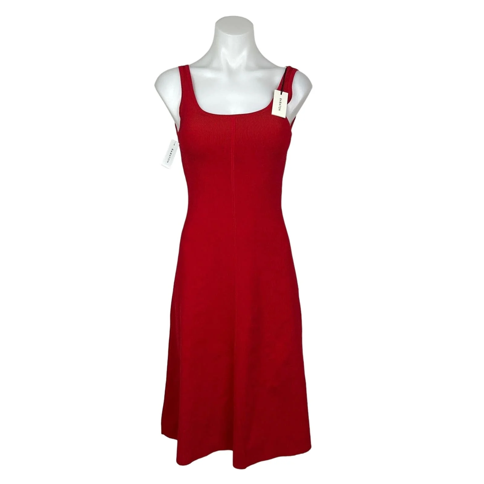 Aritzia Babaton NWT $128 Red Square Neck Fit & Flare A Line Midi Dress Size SP