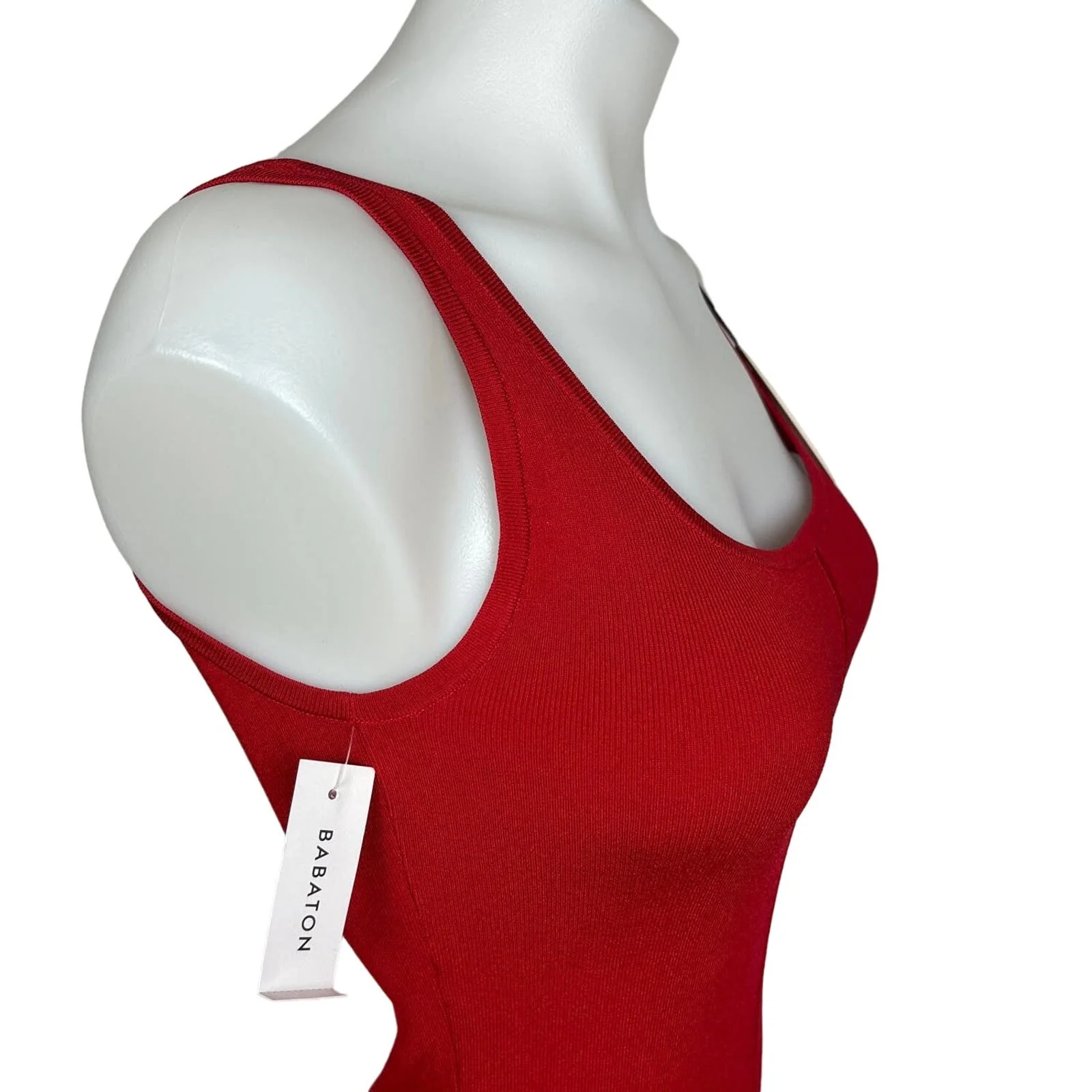 Aritzia Babaton NWT $128 Red Square Neck Fit & Flare A Line Midi Dress Size SP - Image 6