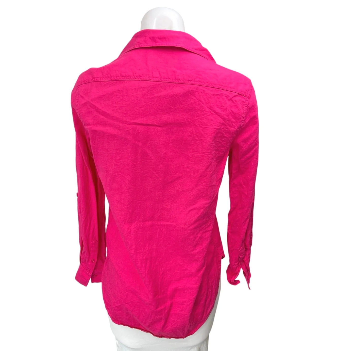 Aritzia Babaton Pink Linen Long Sleeve Pocket Button Down Shirt Top Size 2XS - Image 2