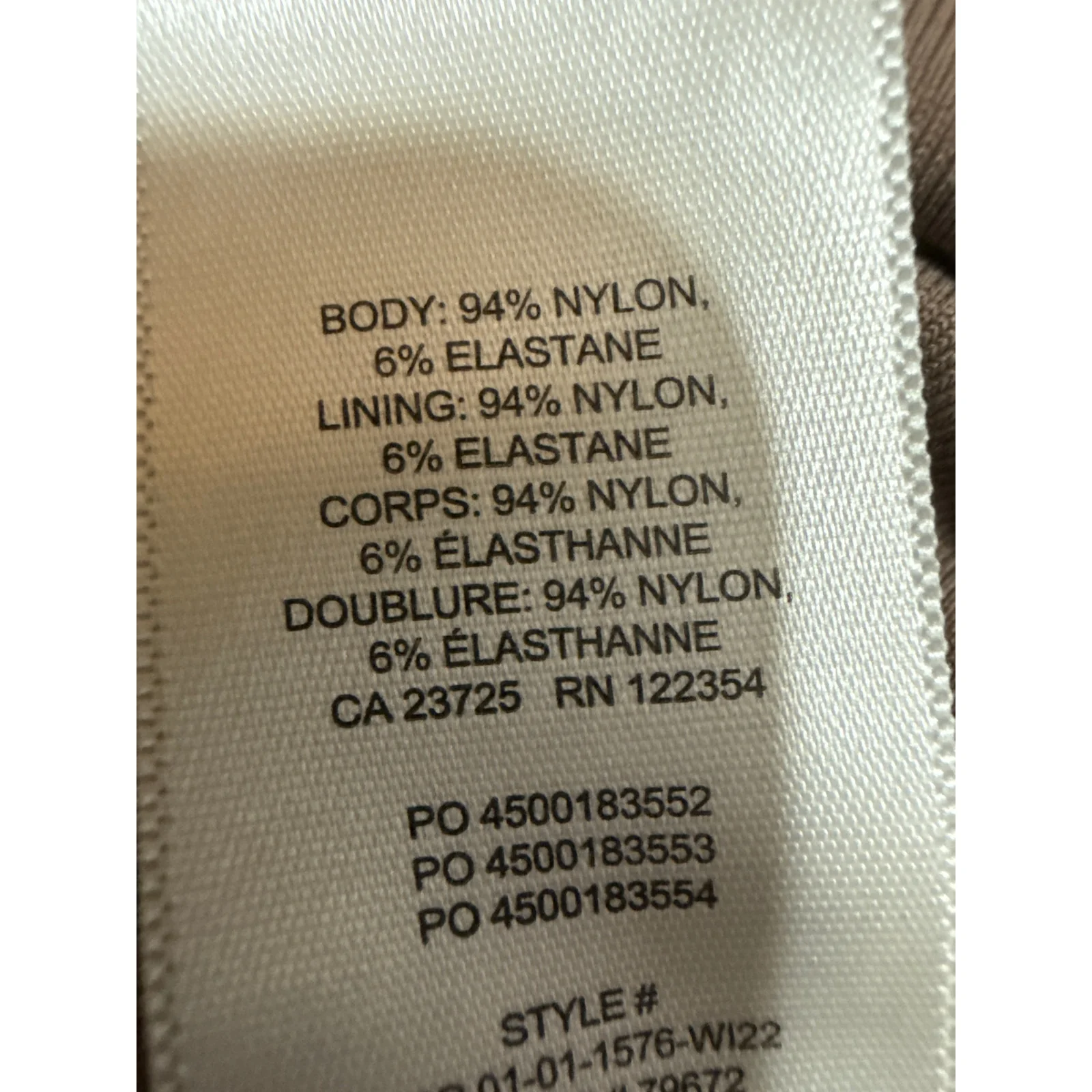 Aritzia Babaton Tan Long Sleeve Crew Neck T Shirt Thong Bodysuit Top Size XS - Image 4