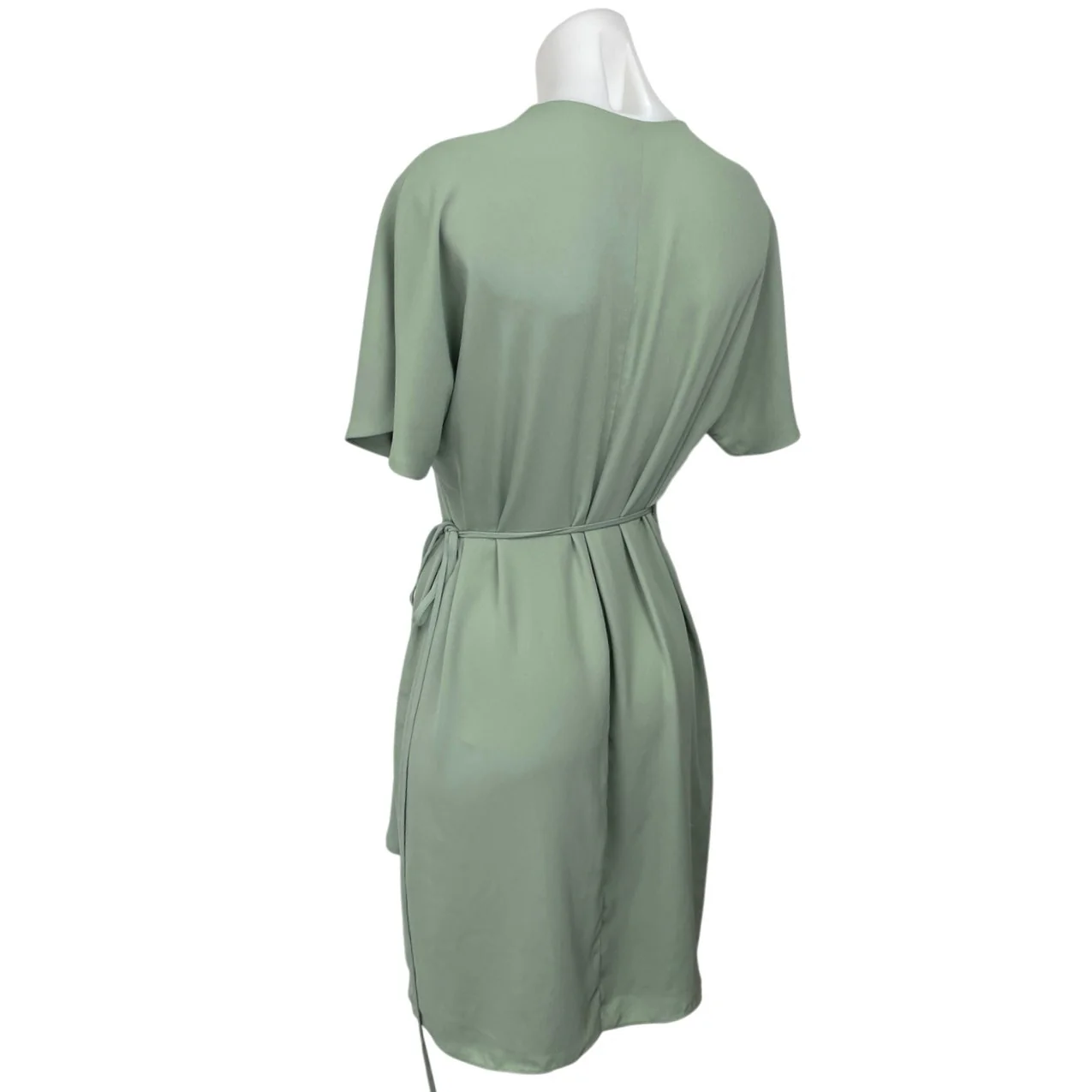 Aritzia Babaton Wallace Sage Green Short Sleeve V-Neck Knee Length Wrap Dress M - Image 2