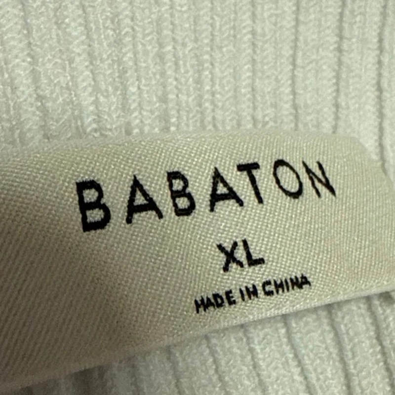 Aritzia Babaton White Rib Knit Mock Neck Crop Back Pullover Sweater Top Size XL - Image 3