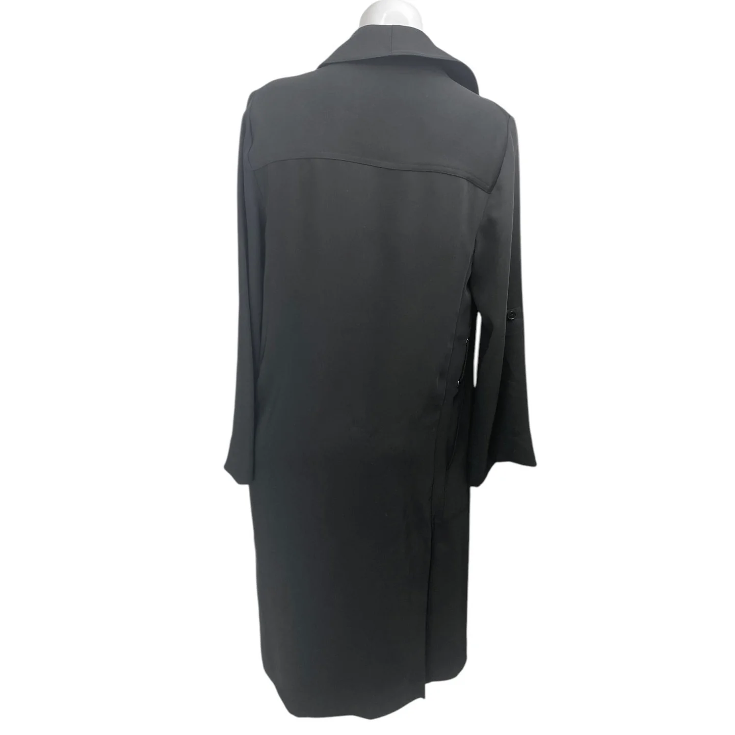 Aritzia Babaton Women's Black Long Sleeve Open Front Trench Overcoat Jacket XS - Image 2