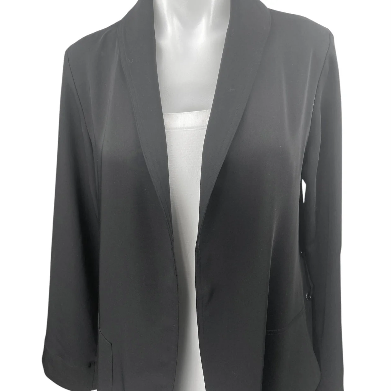 Aritzia Babaton Women's Black Long Sleeve Open Front Trench Overcoat Jacket XS - Image 3