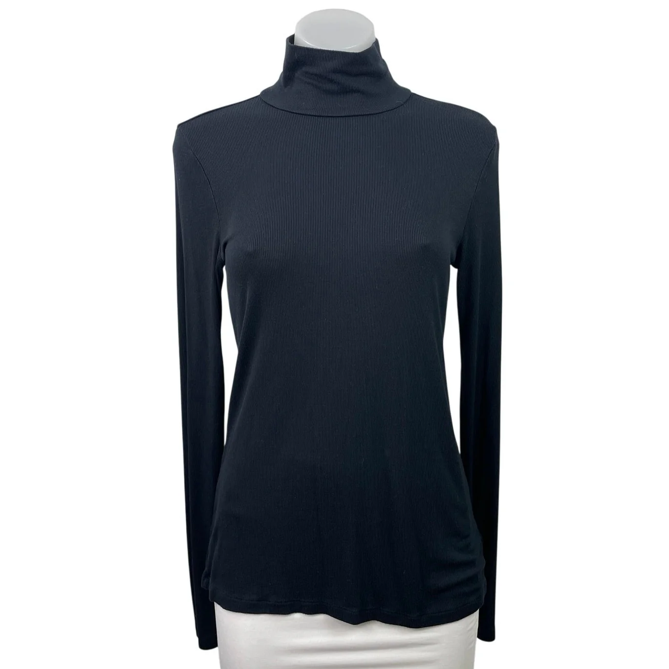 Aritzia Babaton Women's Black Rib Knit Long Sleeve Turtle Neck Sweater Top Sz S