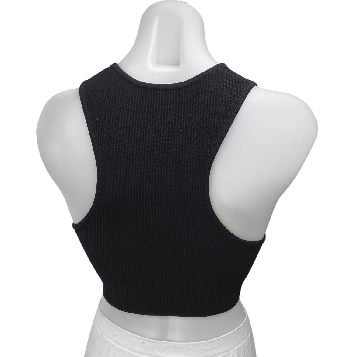 Aritzia Babaton Women's Black Sleeveless Ribbed Knit Racerback Crop Tank Top XS - Image 2