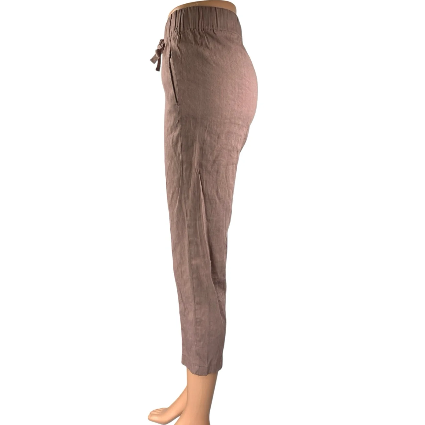 Aritzia Babaton Women's Brown Tan Linen Skinny Mid Rise Crop Trousers Pants XXS - Image 2