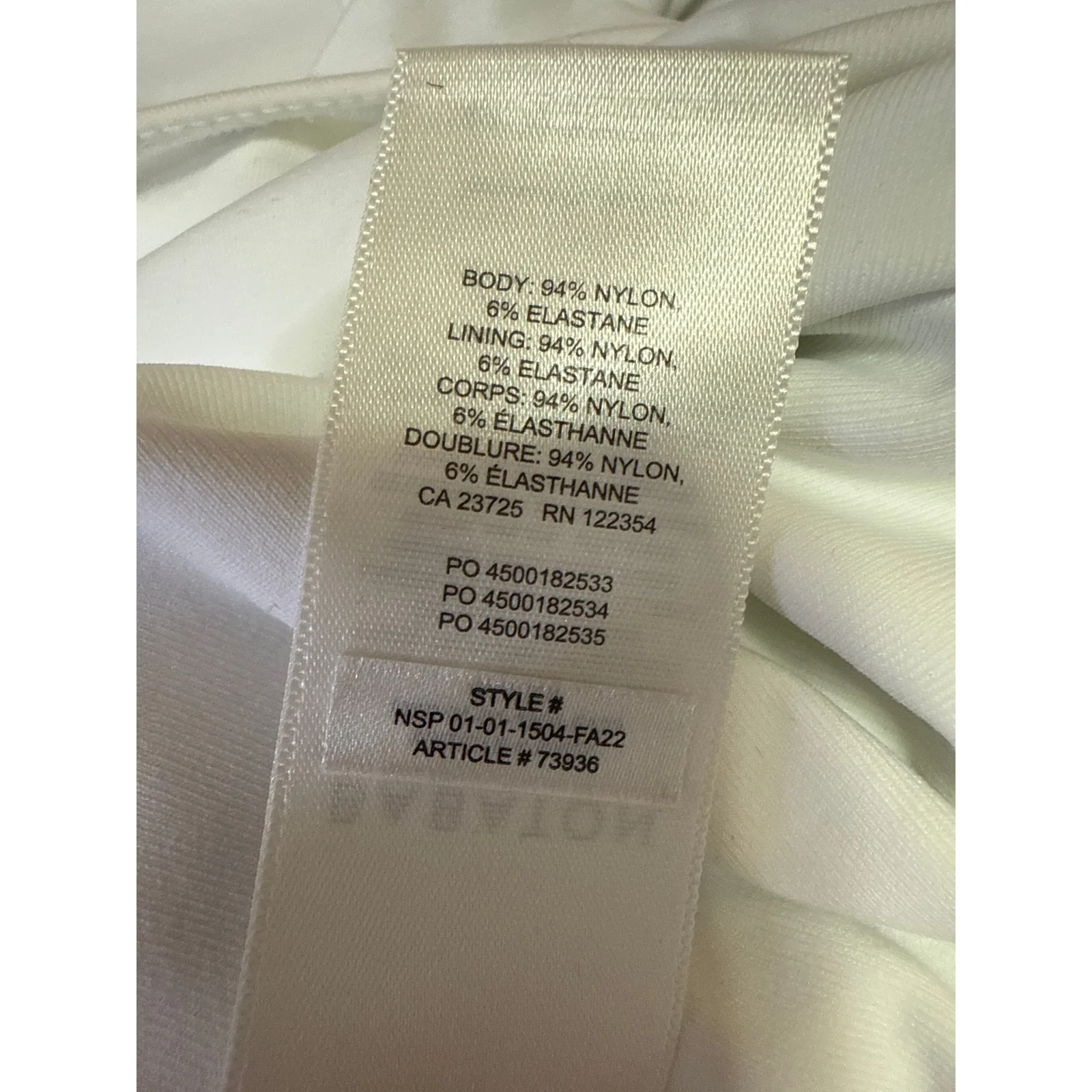 Aritzia Babaton Women's White Long Sleeve Square Neck Thong Bodysuit Top Size S - Image 4